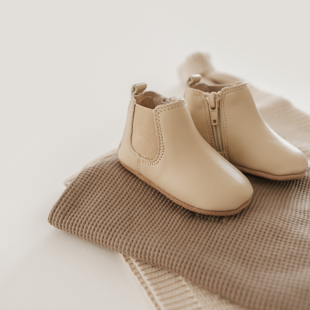 Leather Chelsea Boot | Color 'Bone' | Soft Sole  Consciously Baby