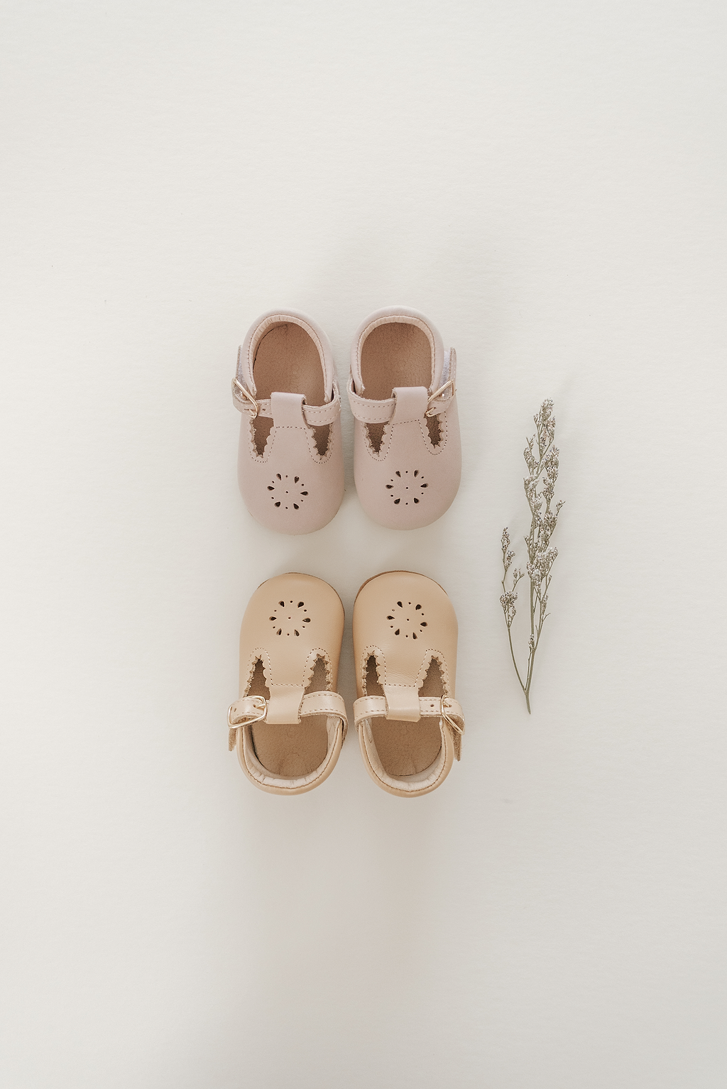 Leather Petal T-Bar | Color 'Dusty Pink' | Soft Sole  Consciously Baby
