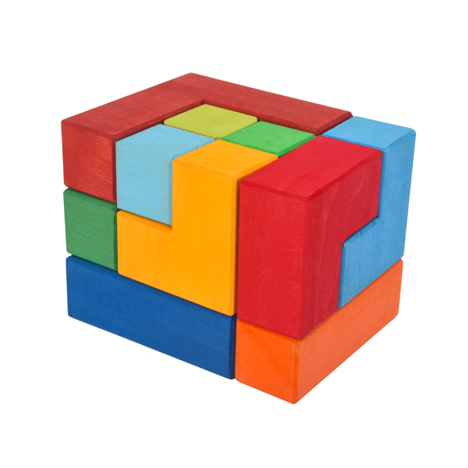 **Pre-order (Ships in 2-3 Weeks)**12-Piece Stained Large Rainbow Wooden Creative Puzzle Square with Storage Tray