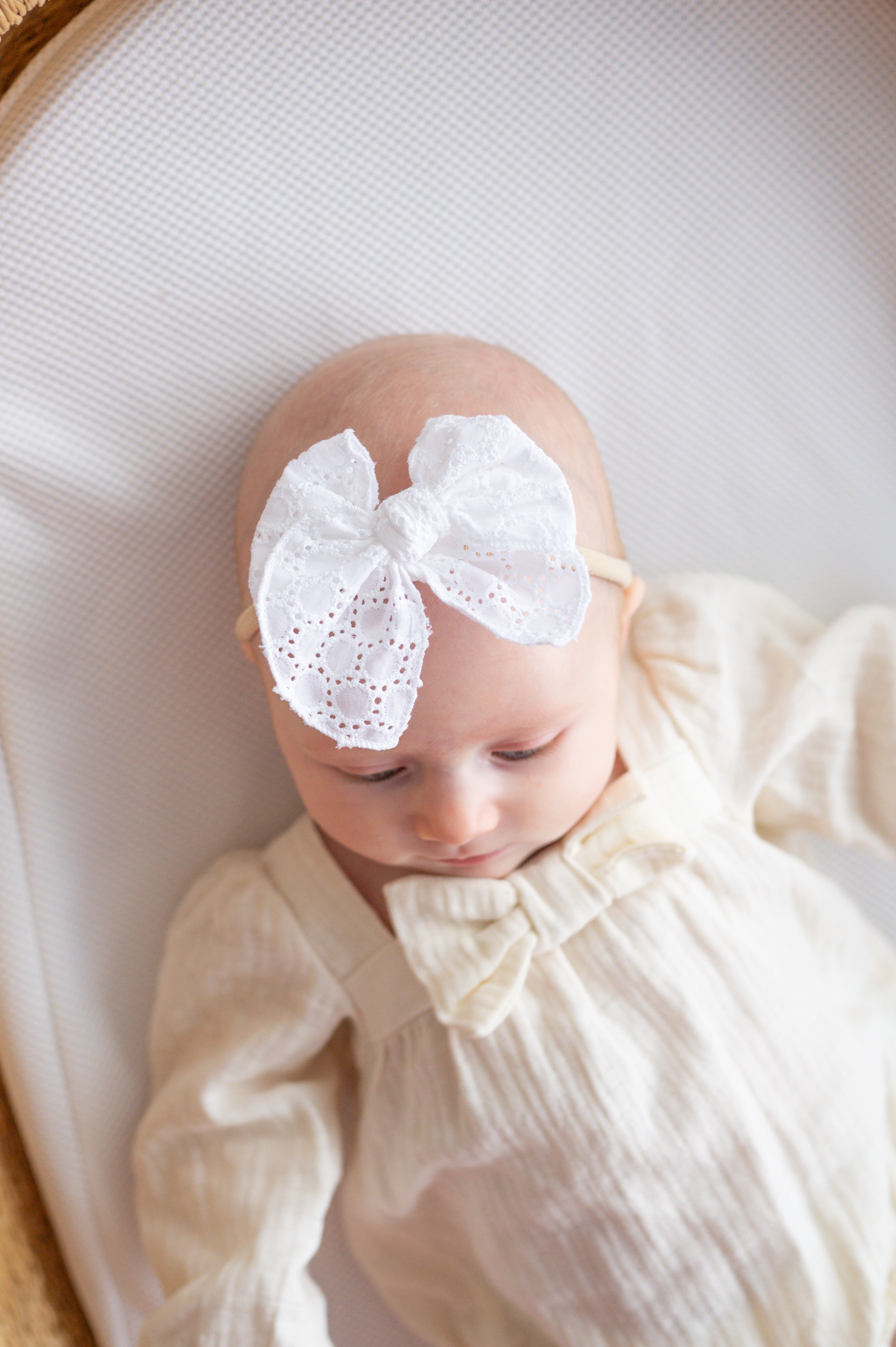 White Eyelet | Petite Party Bow