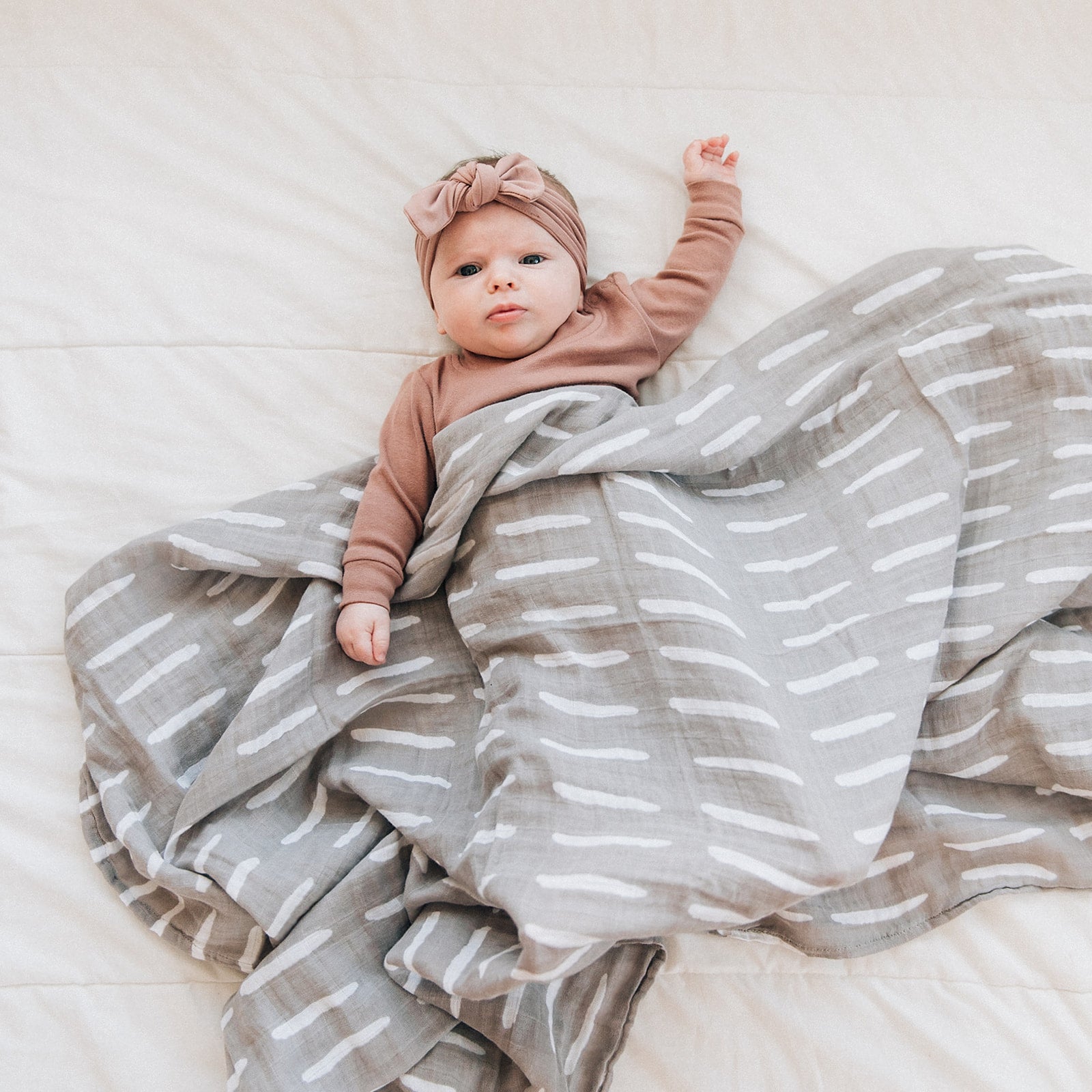 Grey Dash Muslin Quilt Mebie Baby