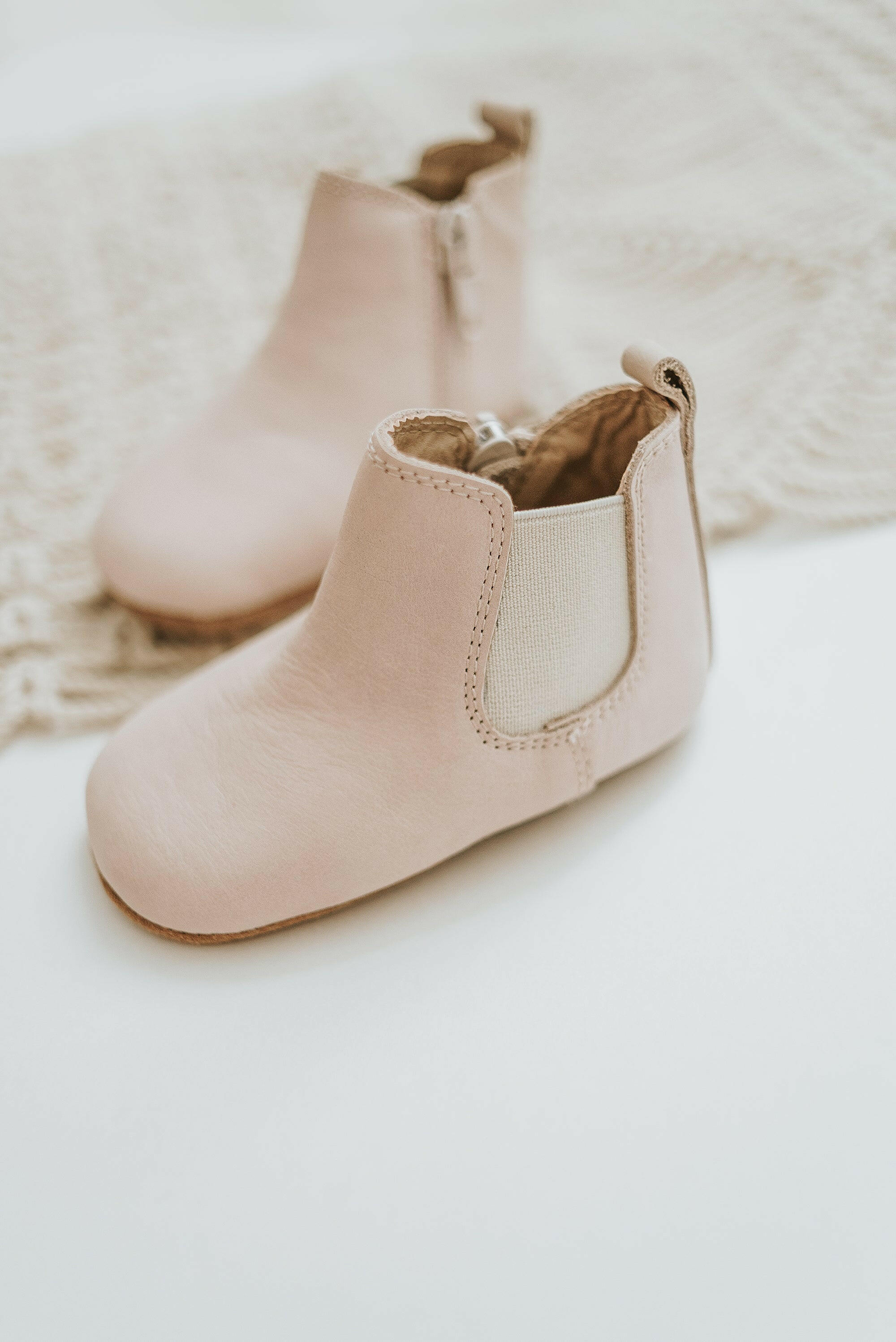 Waxed Leather Chelsea Boot | Color 'Vail Cream' | Soft Sole  Consciously Baby