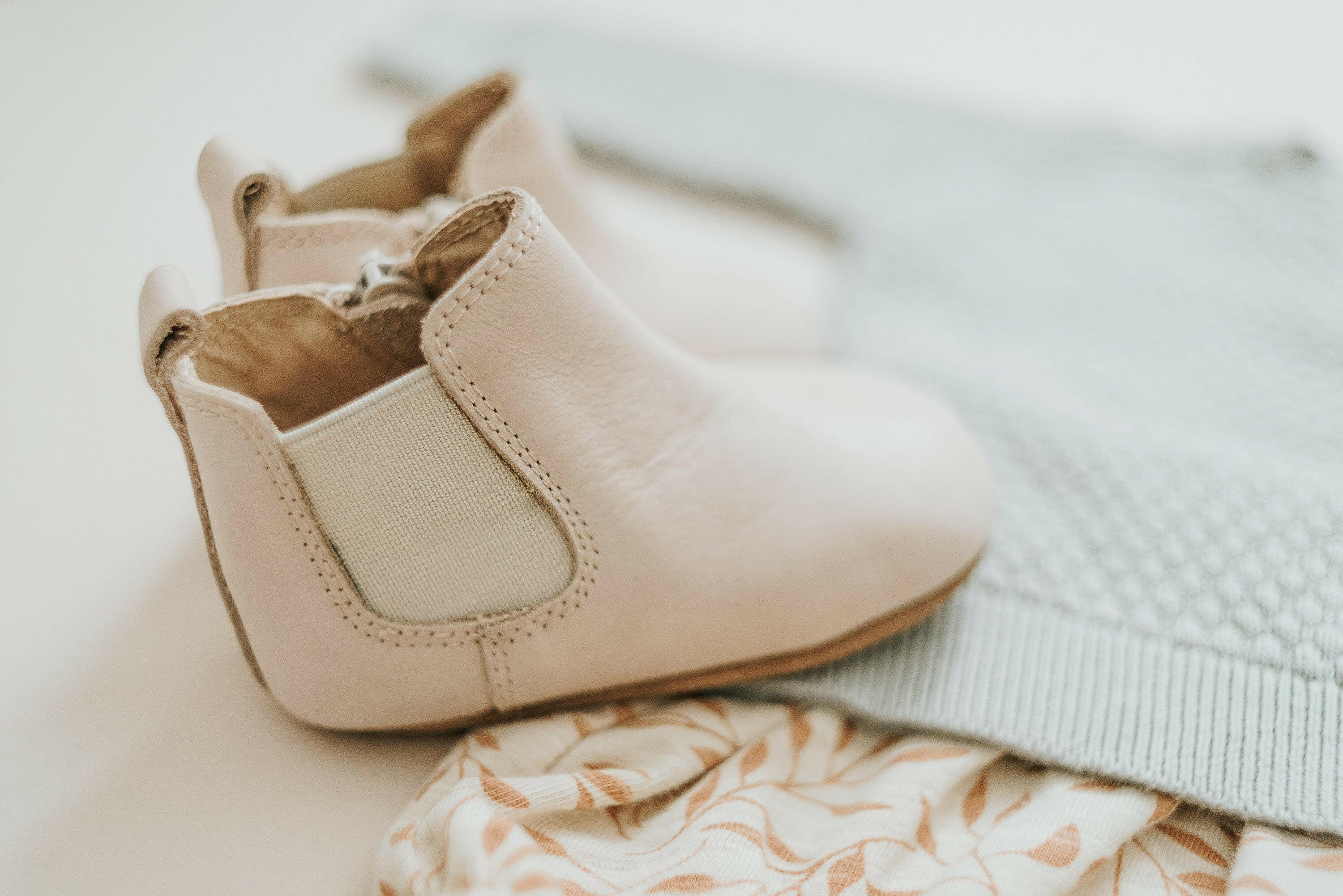 Waxed Leather Chelsea Boot | Color 'Vail Cream' | Soft Sole  Consciously Baby