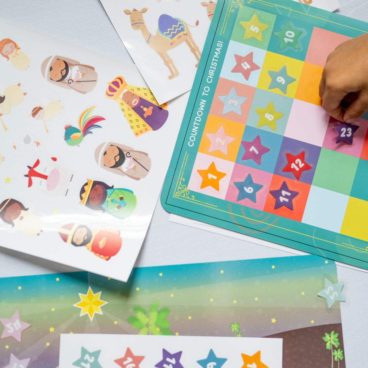 Advent Calendar & Christmas Nativity Scene Reusable Sticker Fun