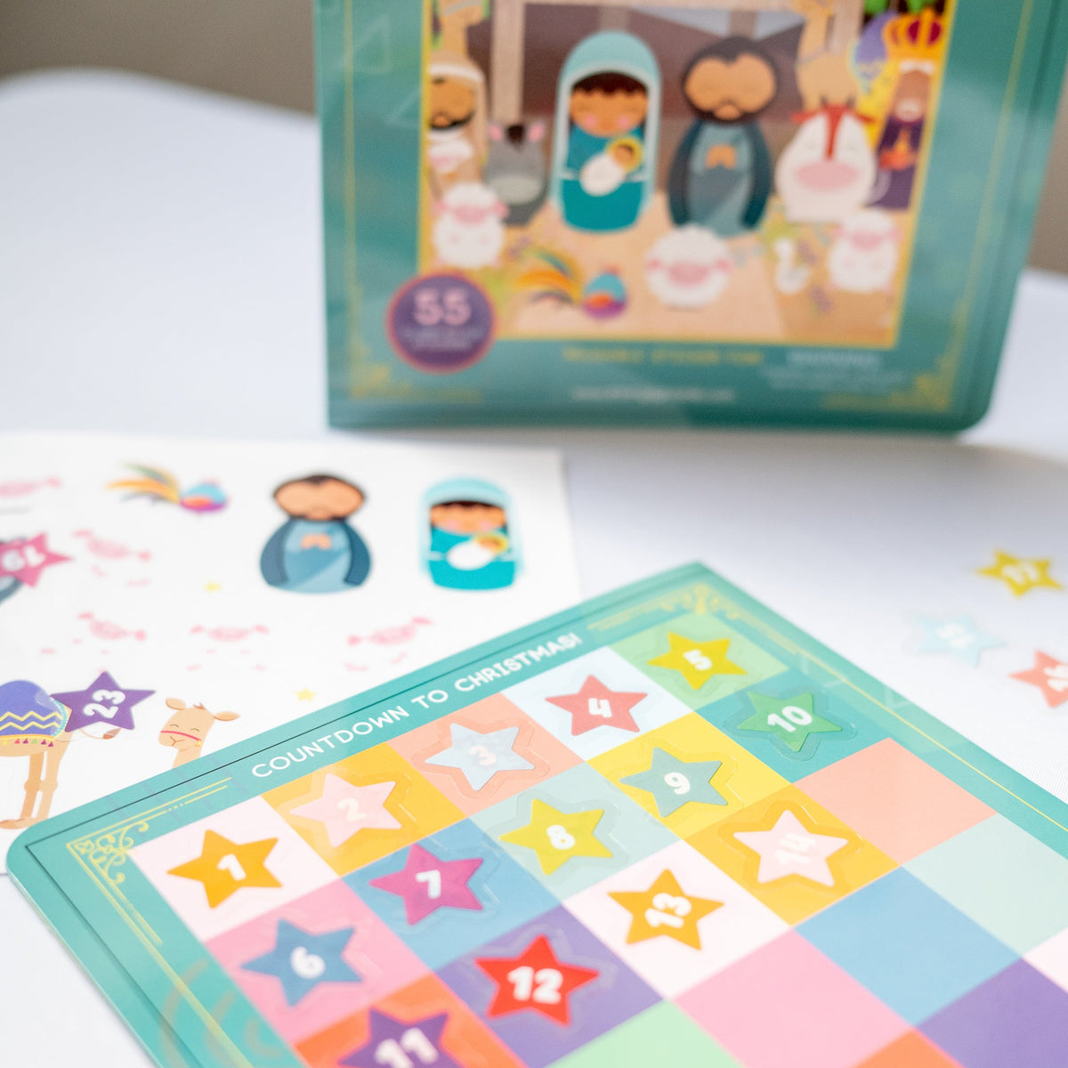 Advent Calendar & Christmas Nativity Scene Reusable Sticker Fun