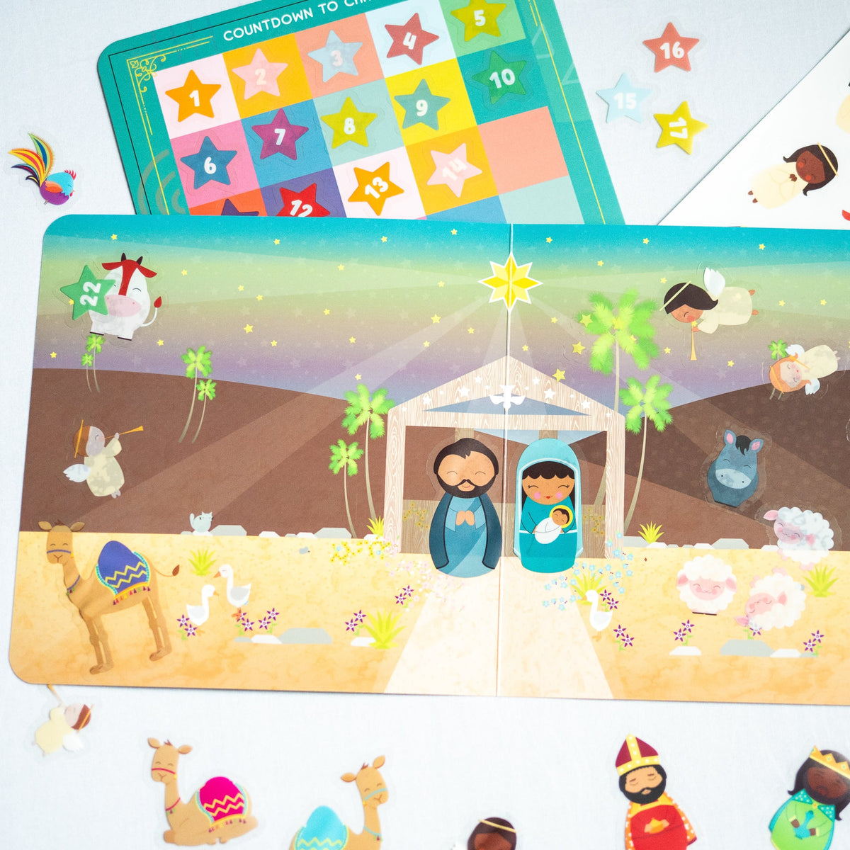 Advent Calendar & Christmas Nativity Scene Reusable Sticker Fun