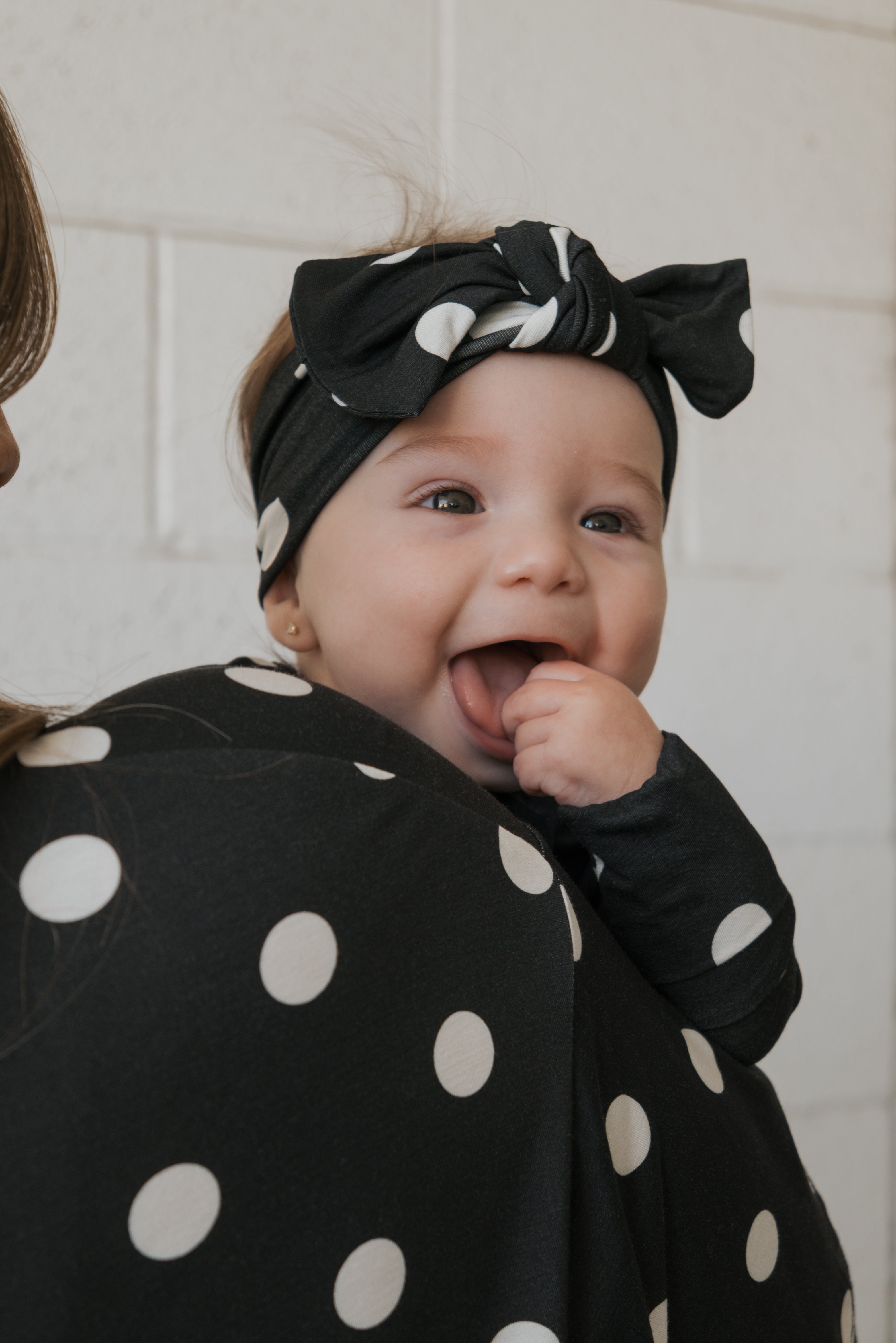 Bamboo Zip Pajamas | B&W Polka Dot
