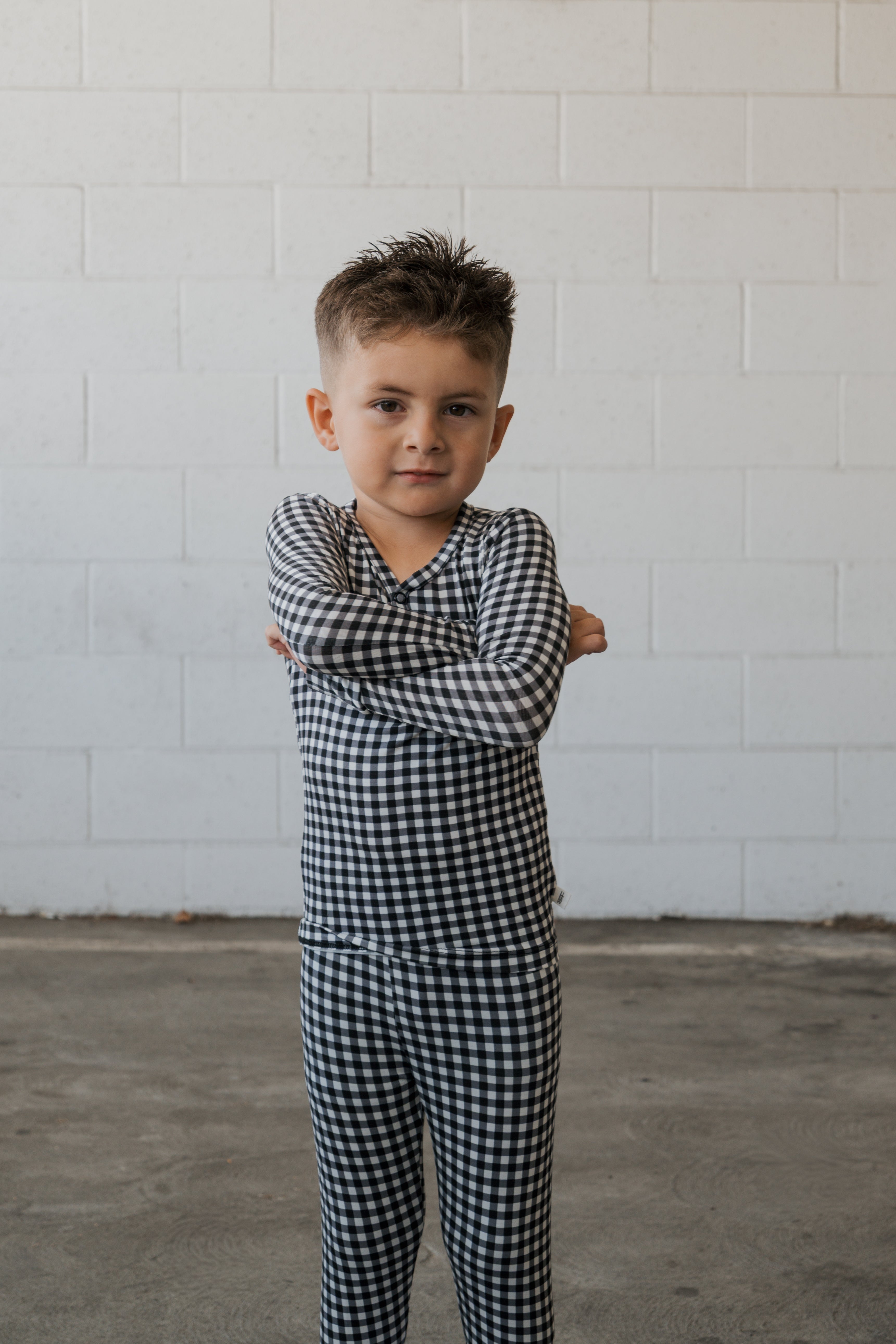 Bamboo Two Piece Pajamas | Black Gingham