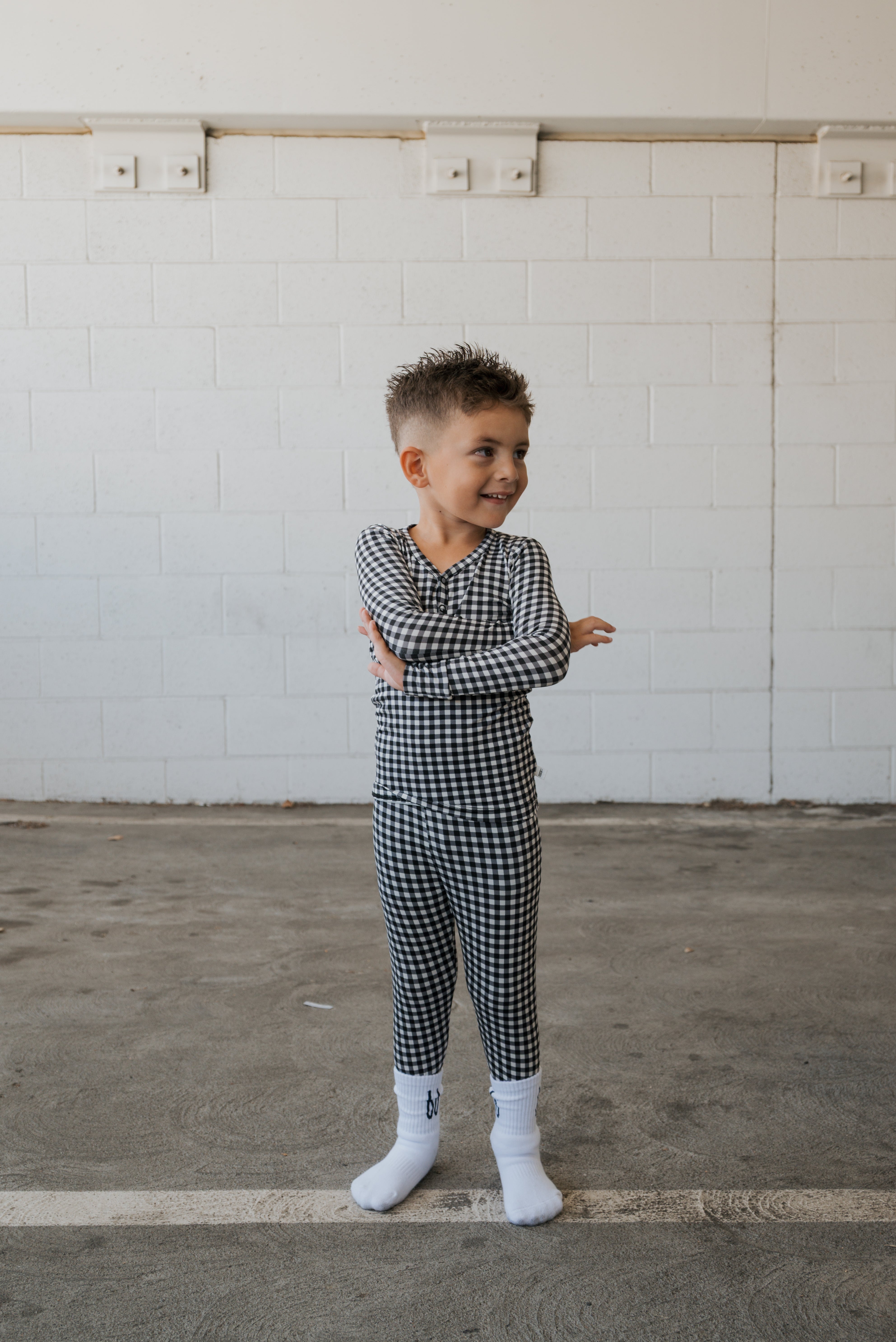 Bamboo Two Piece Pajamas | Black Gingham