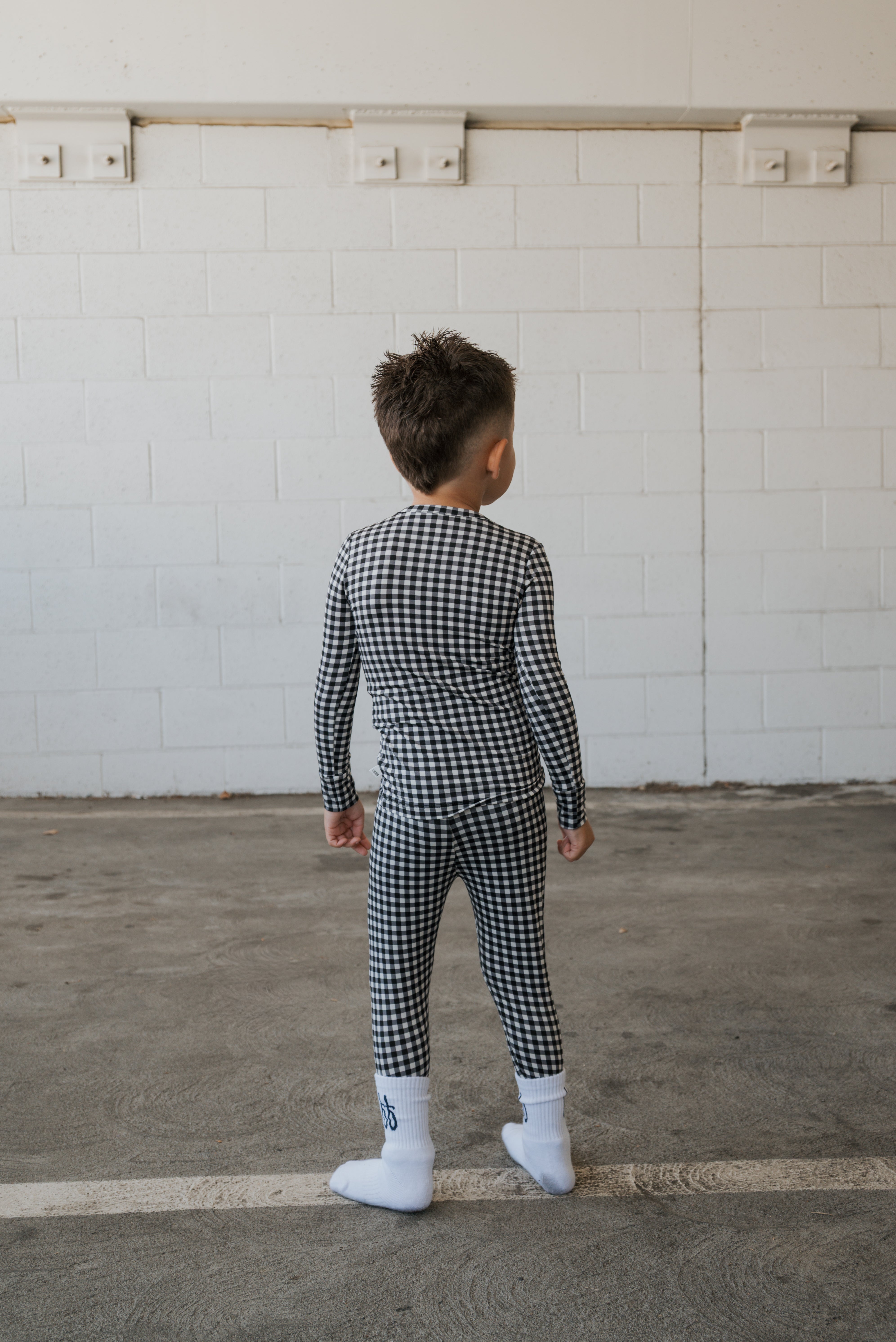 Bamboo Two Piece Pajamas | Black Gingham