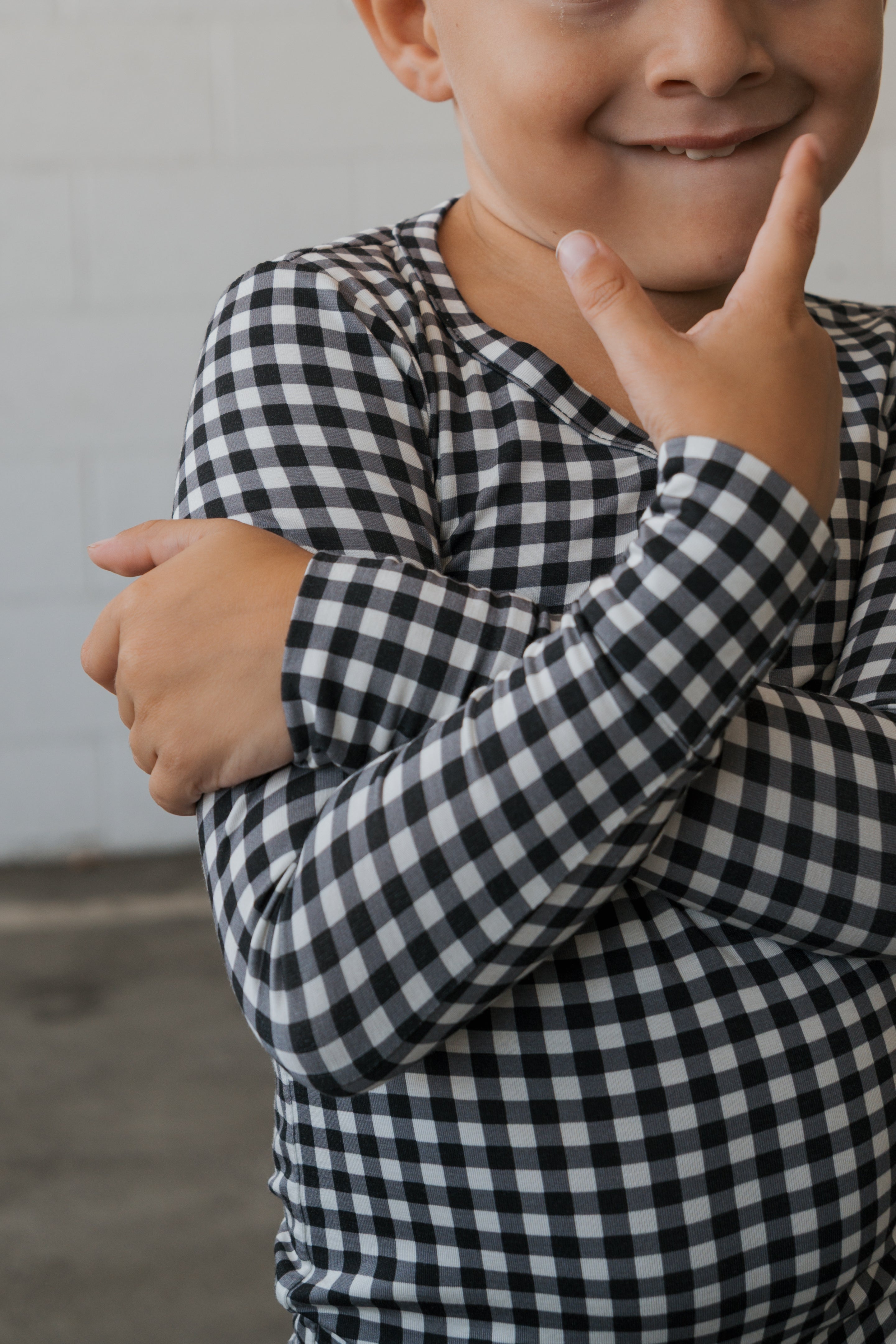 Bamboo Two Piece Pajamas | Black Gingham
