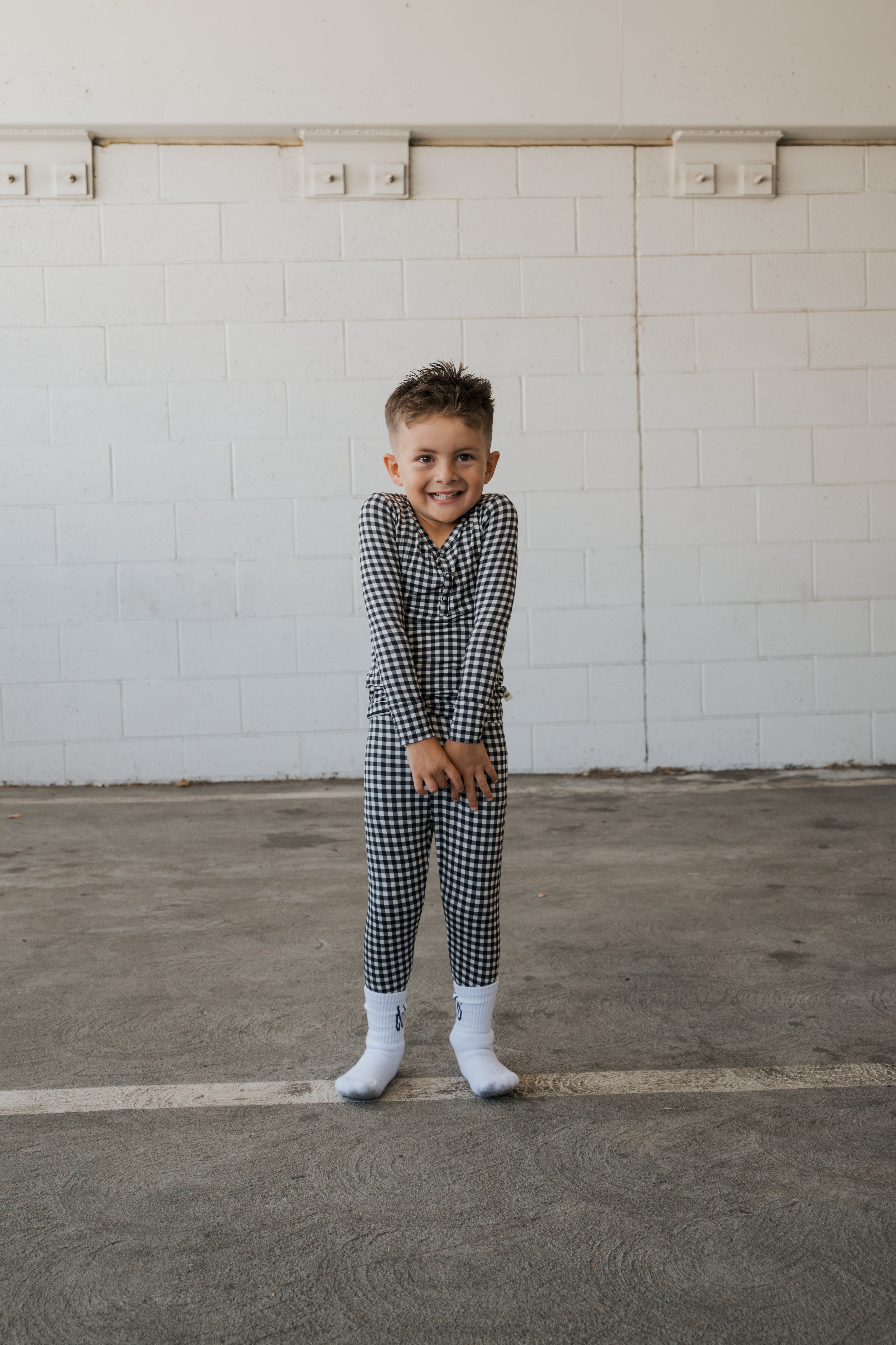 Bamboo Two Piece Pajamas | Black Gingham