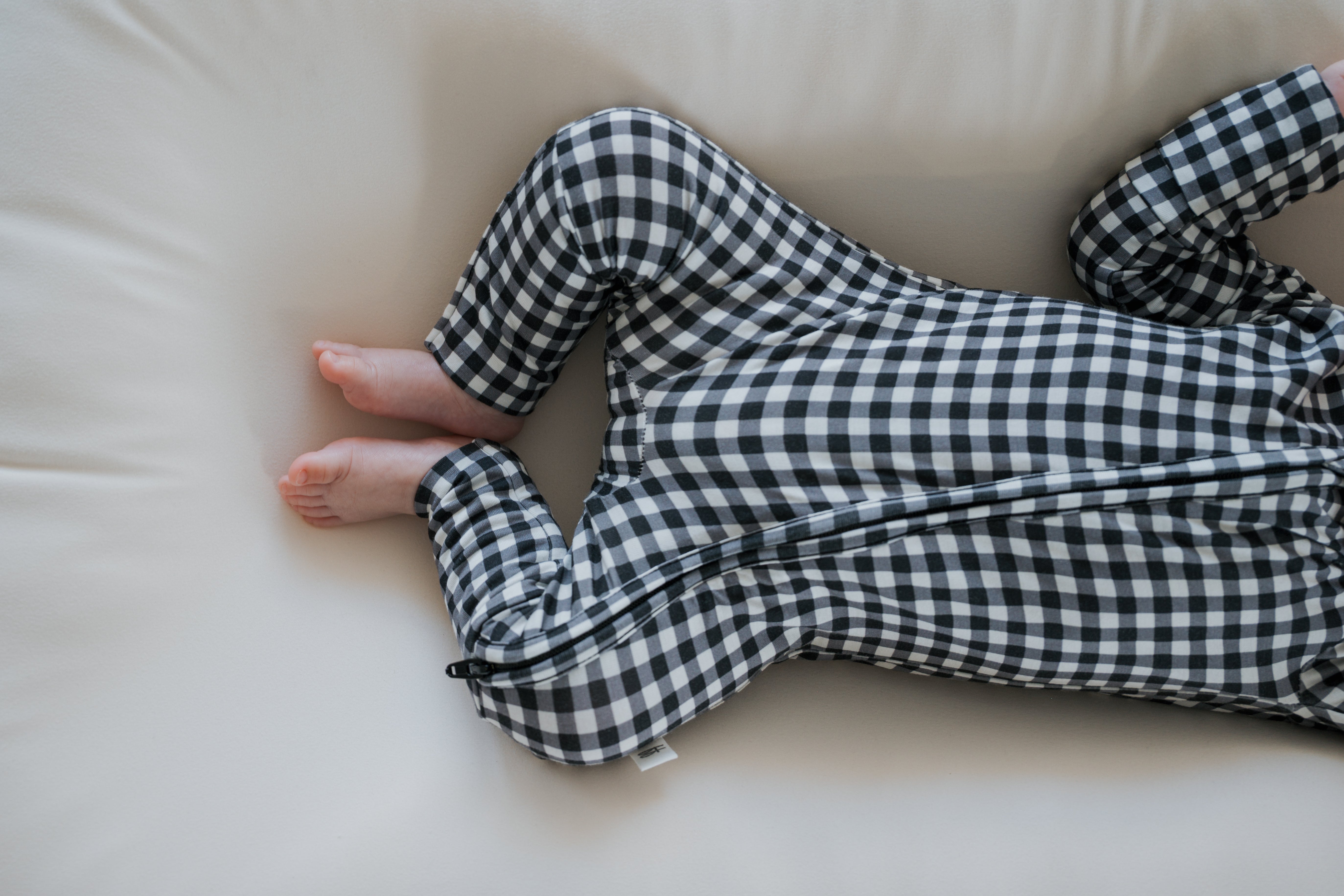 Bamboo Zip Pajamas | Black Gingham
