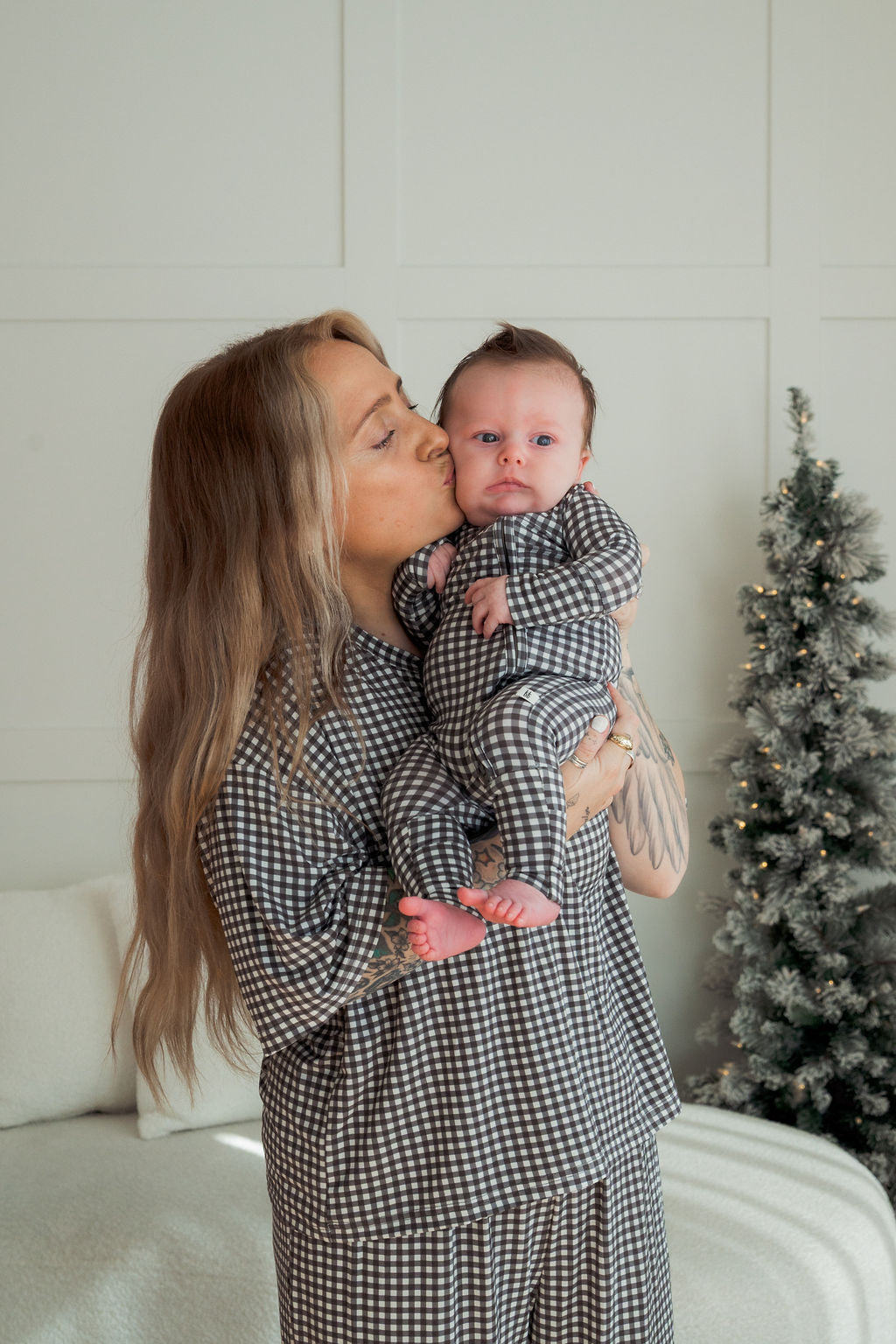 Bamboo Zip Pajamas | Green Gingham