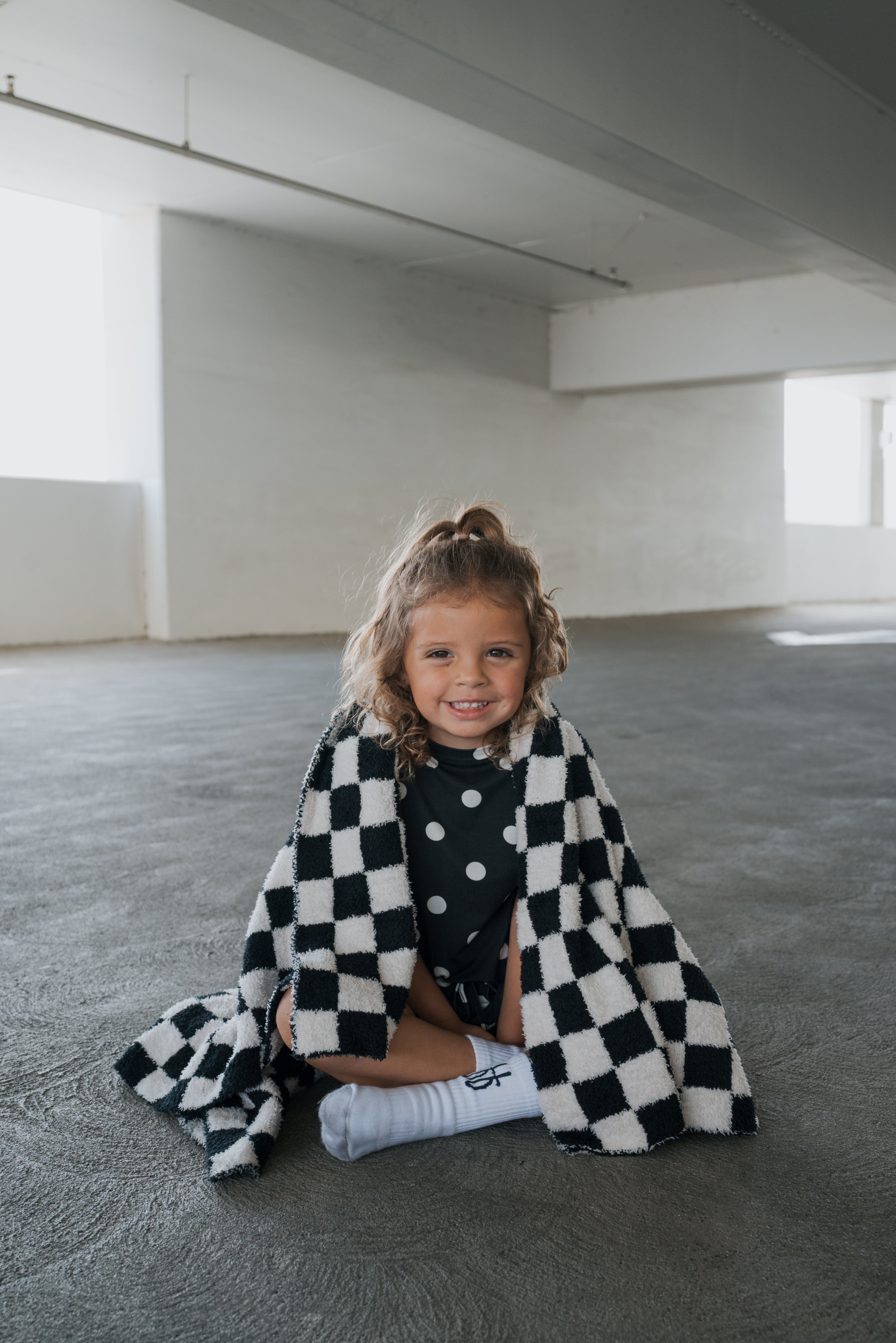 Girl's Bamboo Short Set | B&W Polka Dot