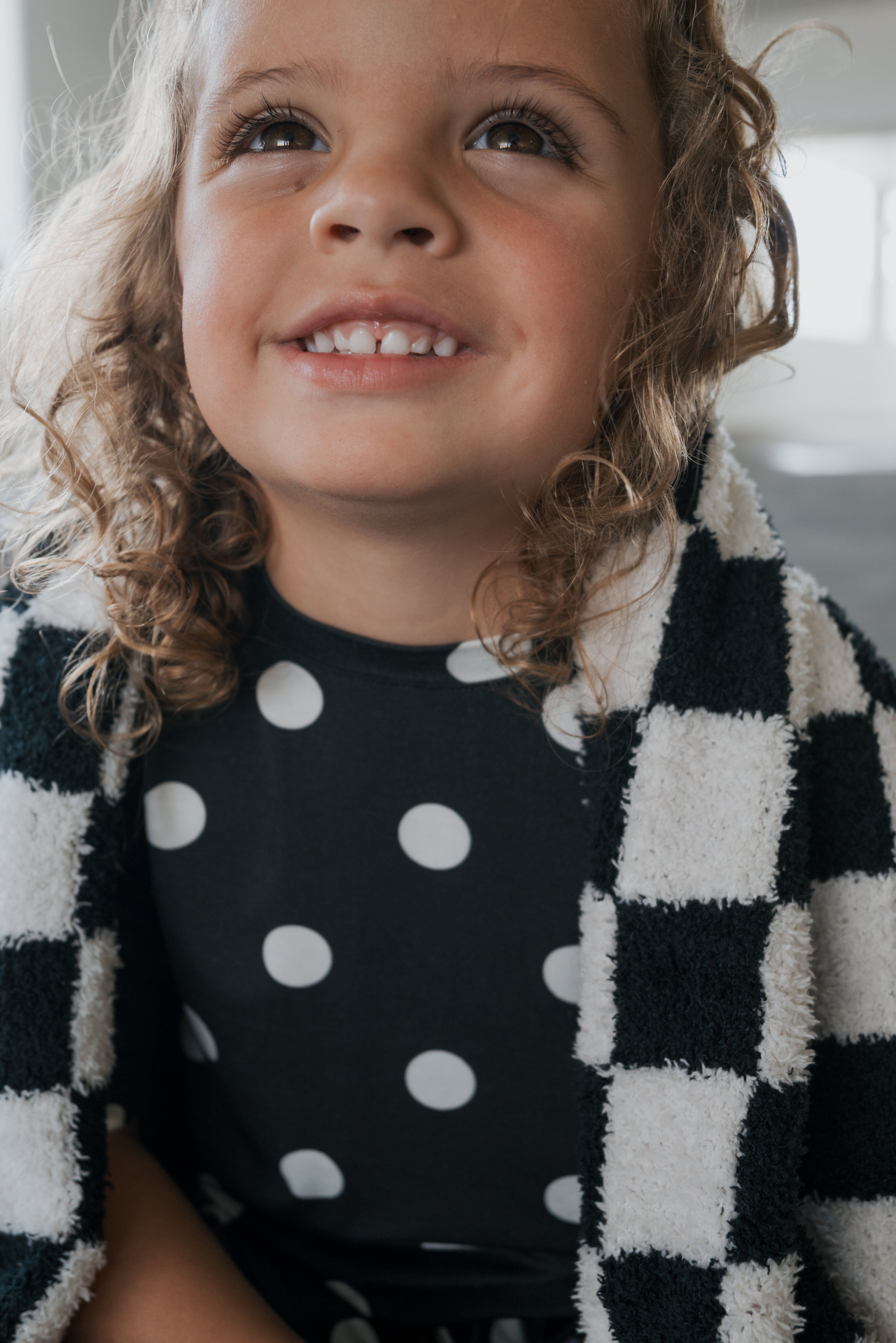 Girl's Bamboo Short Set | B&W Polka Dot
