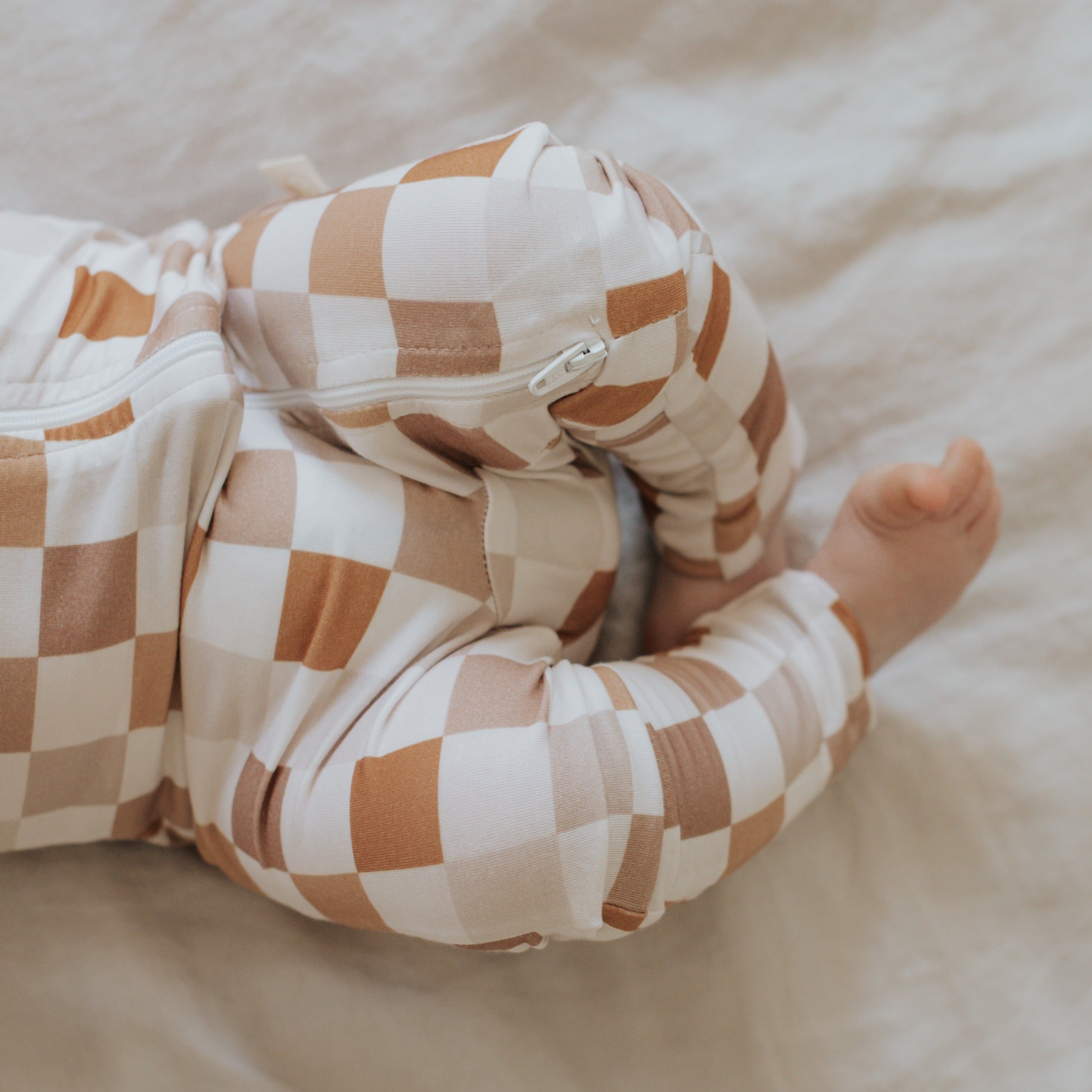 Bamboo Zip Baby Pajamas - Checkered Pajamas Consciously Baby
