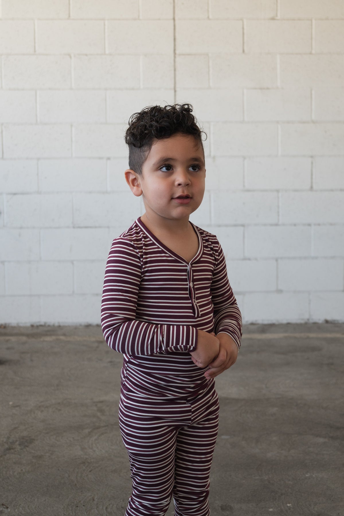 Bamboo Two Piece Pajamas | Maroon Stripe