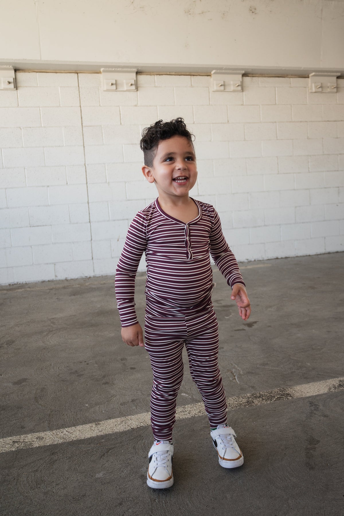 Bamboo Two Piece Pajamas | Maroon Stripe