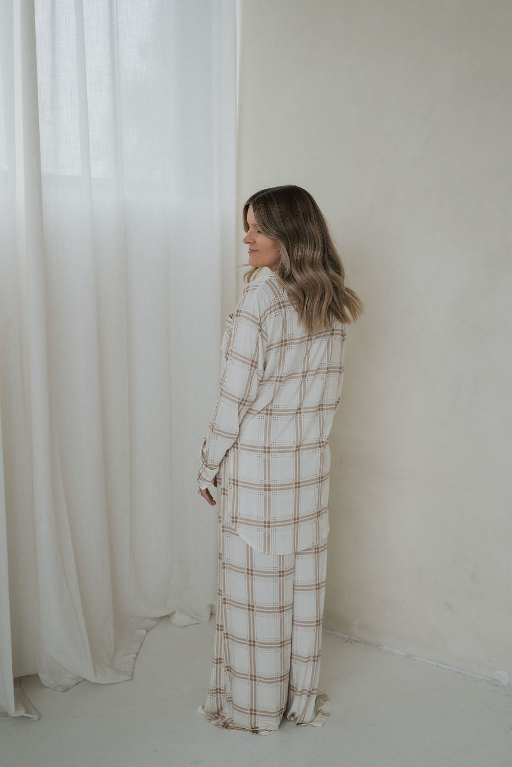 Women's Bamboo Button Up Lounge Set | Ellis Plaid
