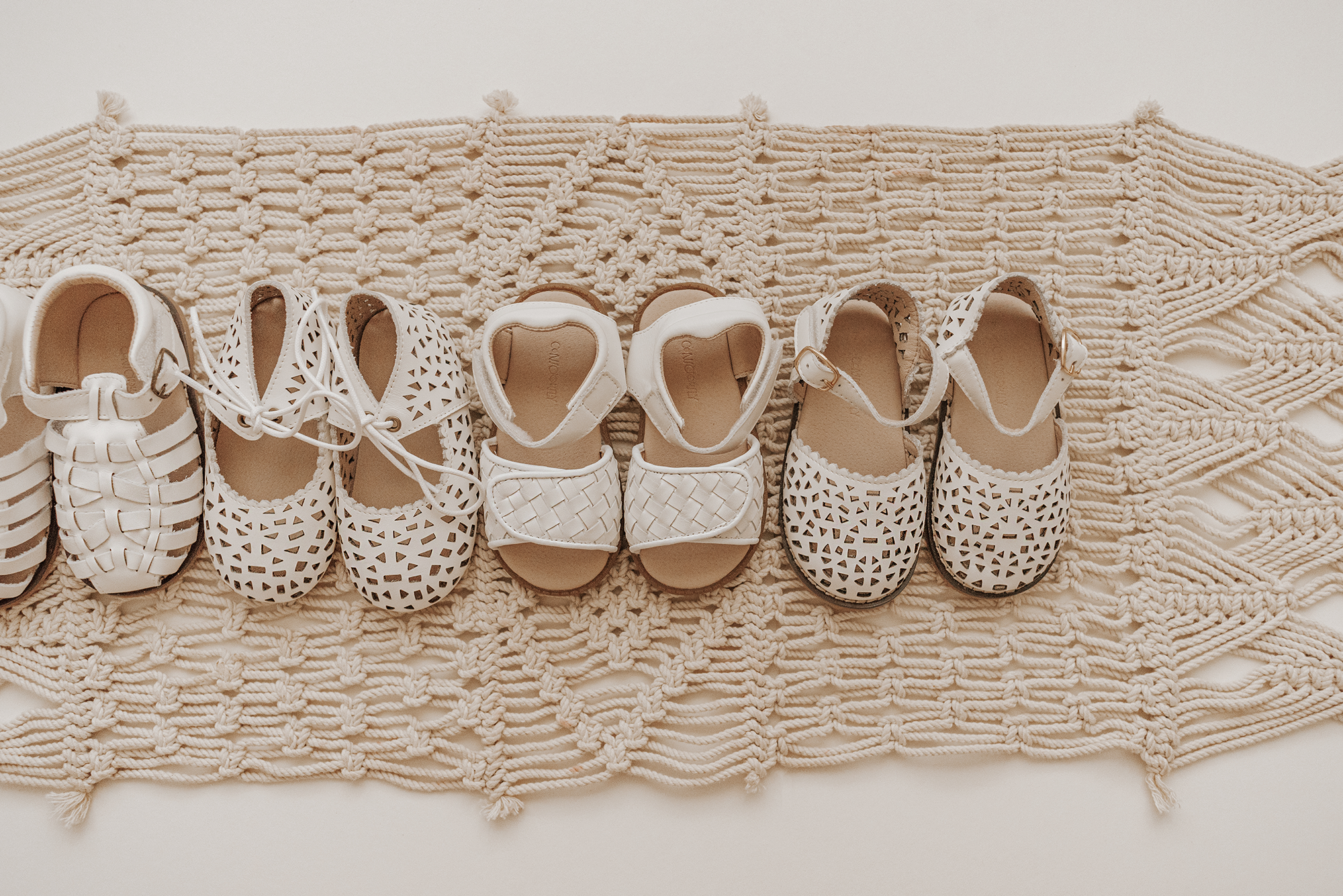 Leather Woven Sandal | Color 'Cotton' | Hard Sole  Consciously Baby