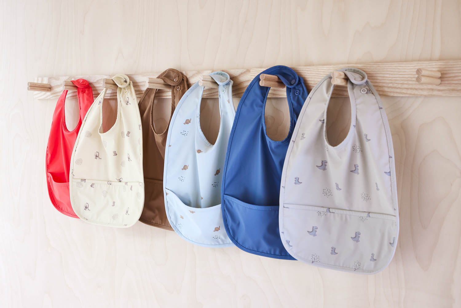 Dino Bib Set in Butter and Cherry Red