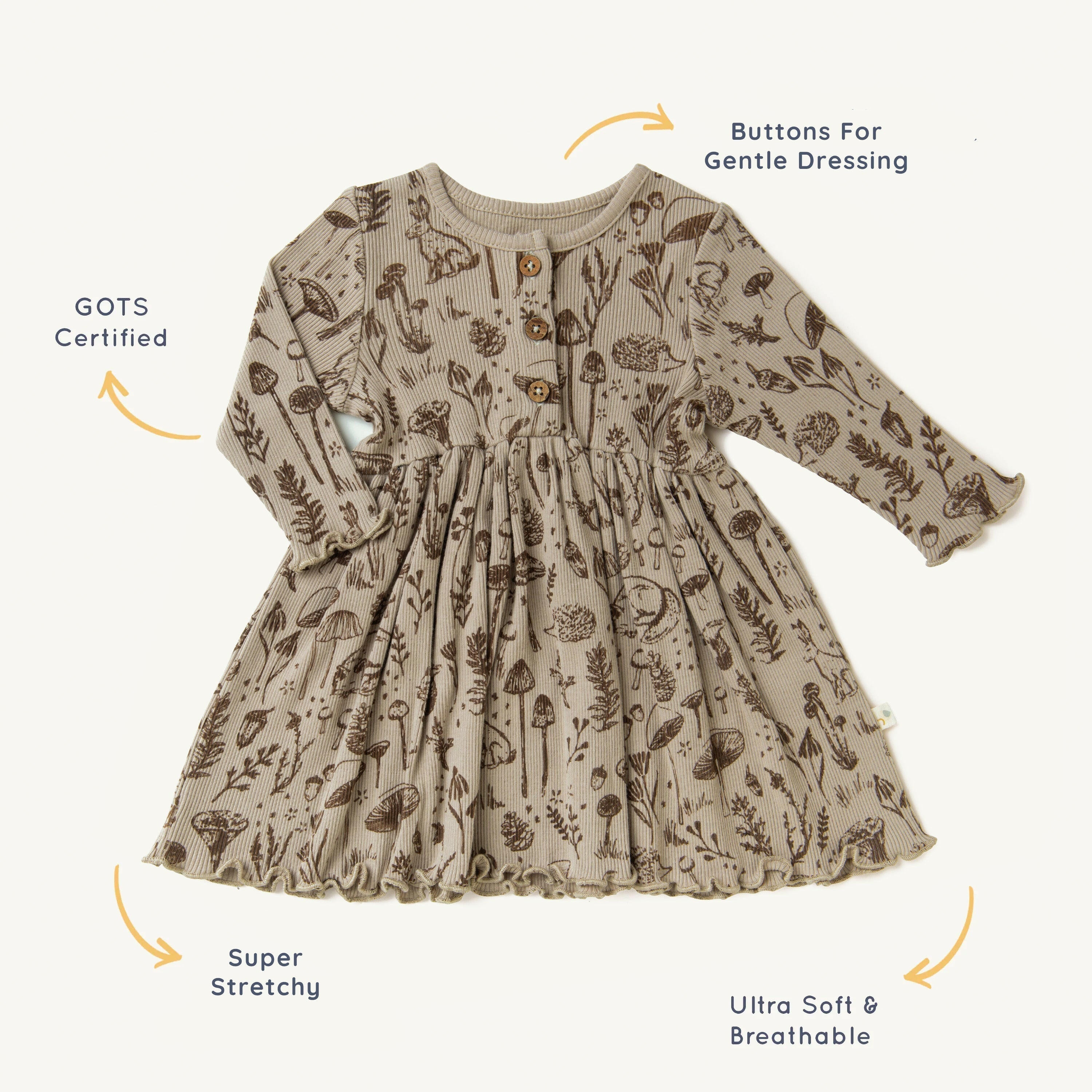 Organic Girls Twirl Dress - Woodland Twirl Dress Makemake Organics