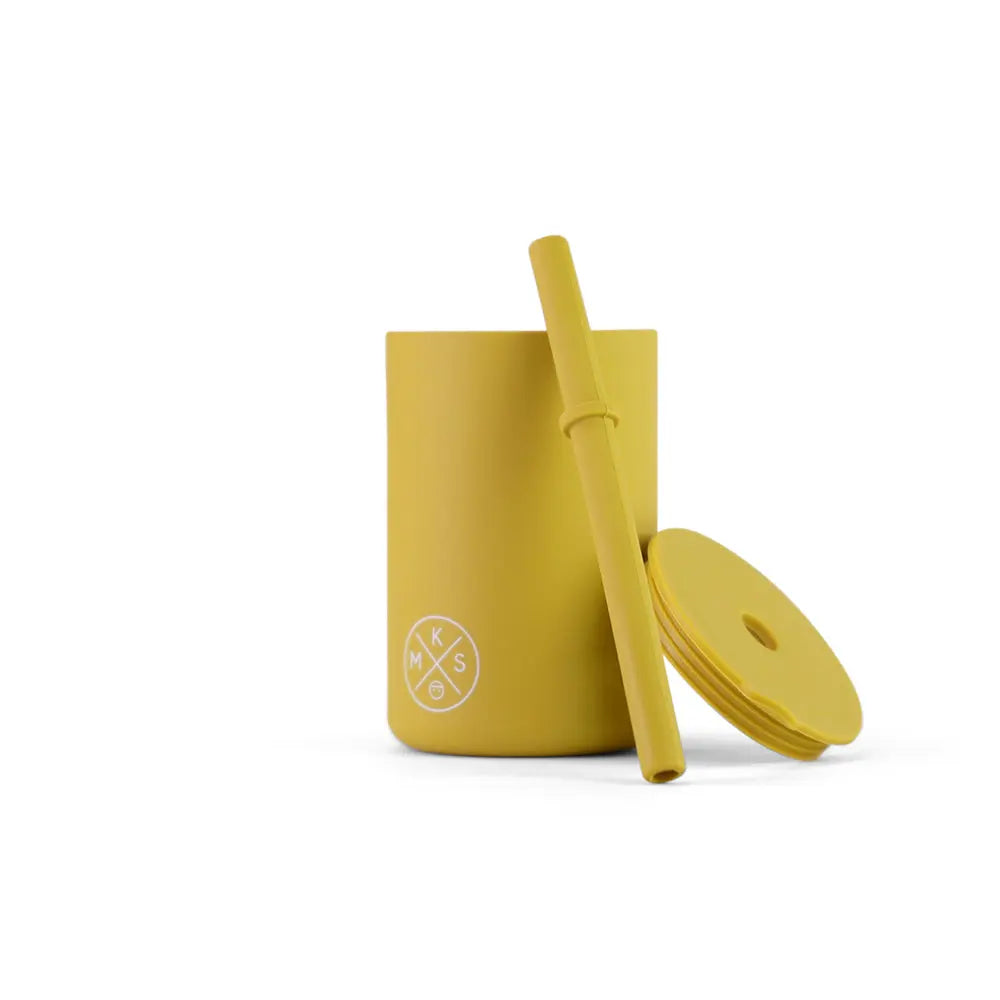 Drinking cup with straw - Mustard