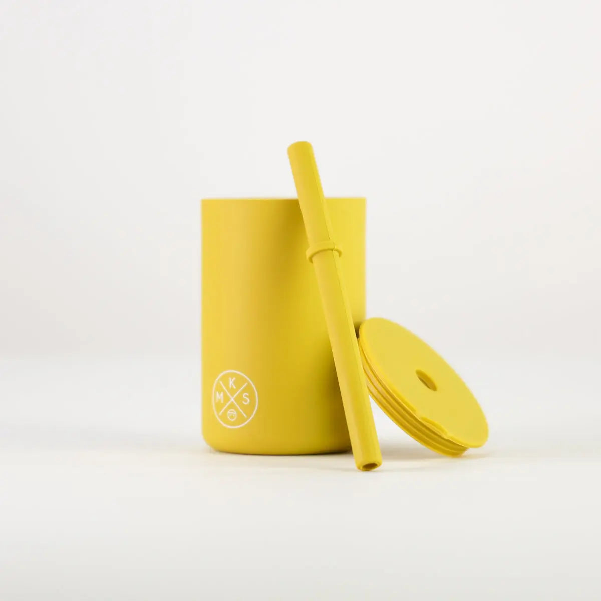 Drinking cup with straw - Mustard