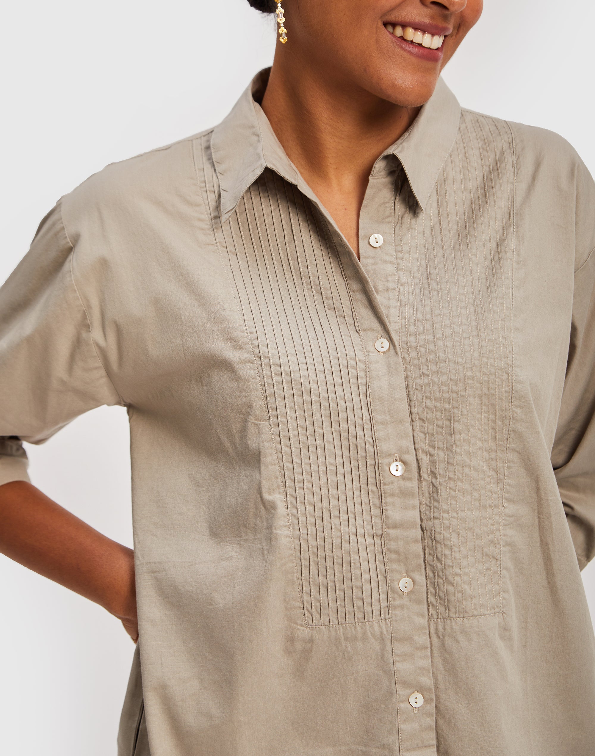 All in One Shirt - Poplin Ecru
