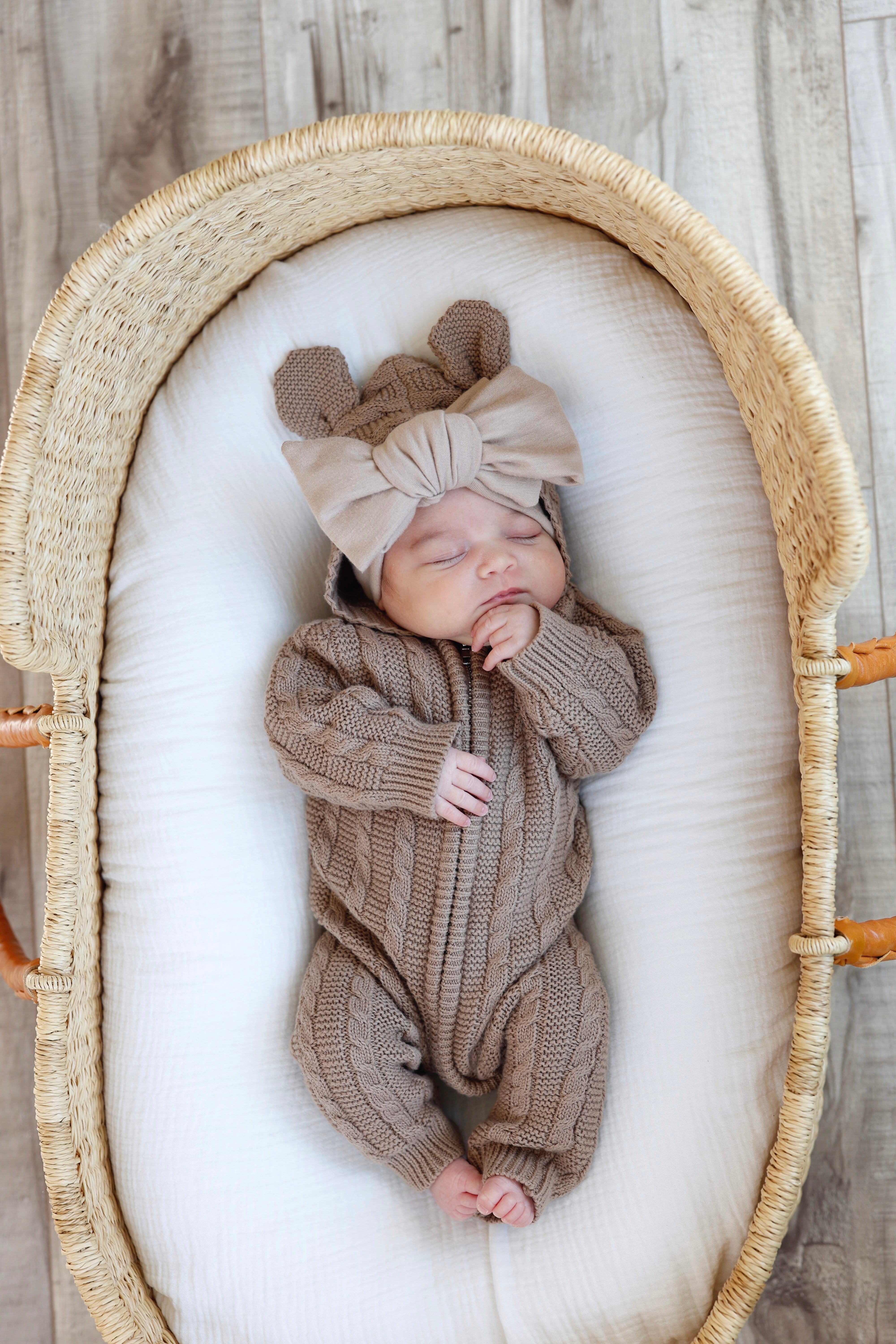Luna + Luca Baby Bear Jumpsuit - Acorn