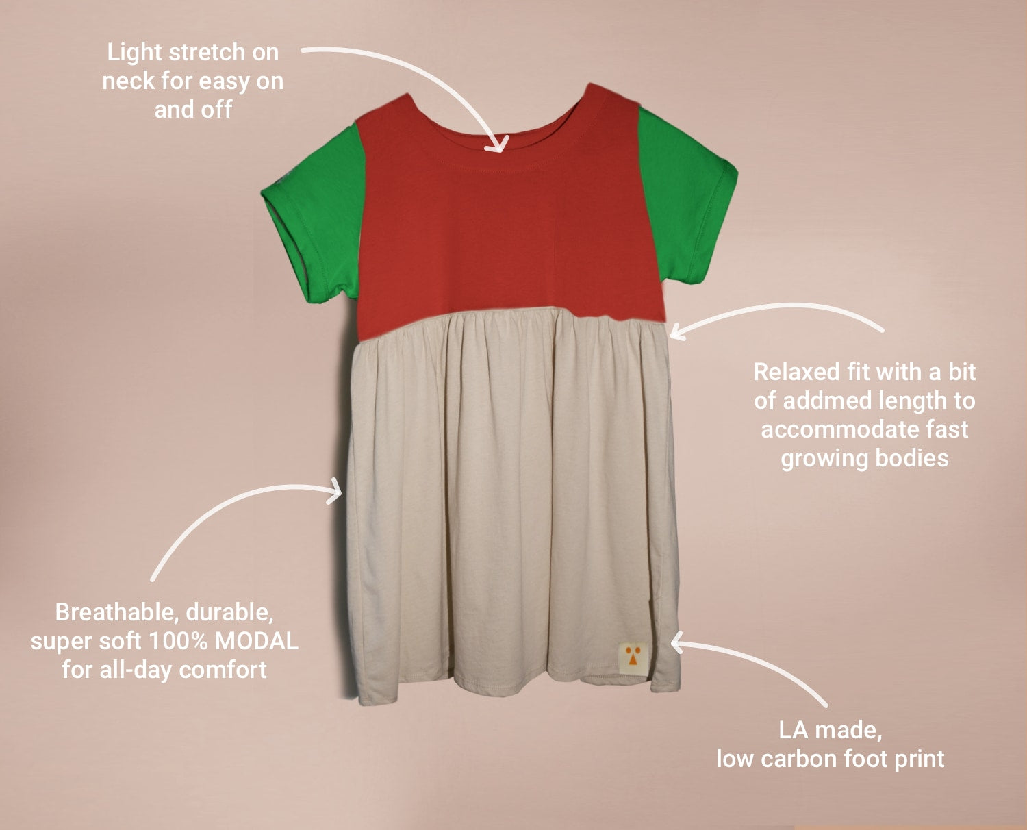 Organic Cotton Color Block Dress - Mis