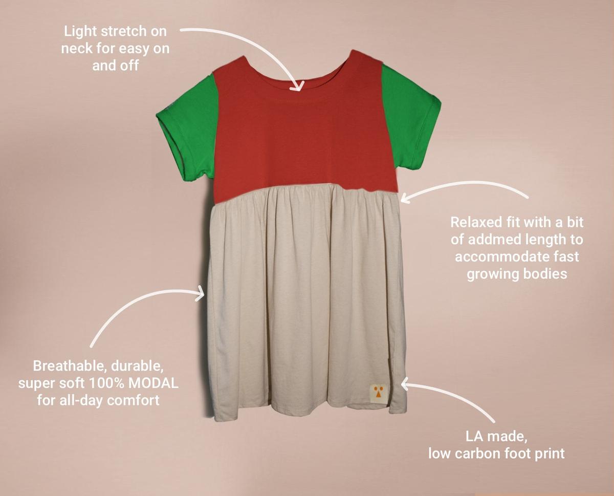 Organic Cotton Color Block Dress - Mis