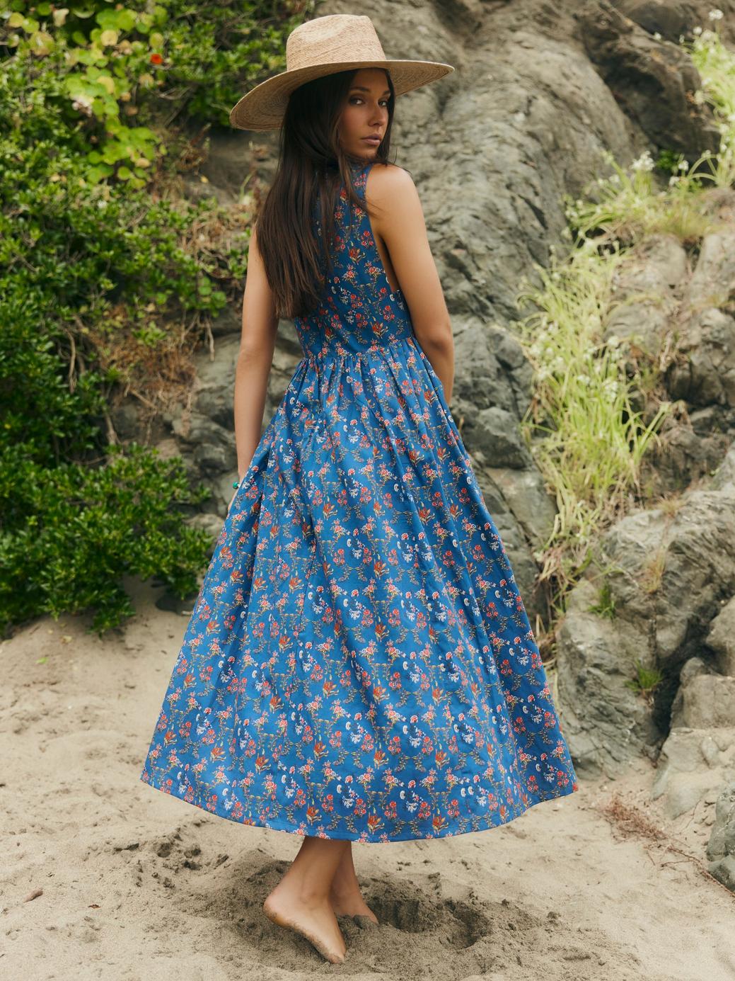 Becca Midi Dress - Blue Floral Spritz