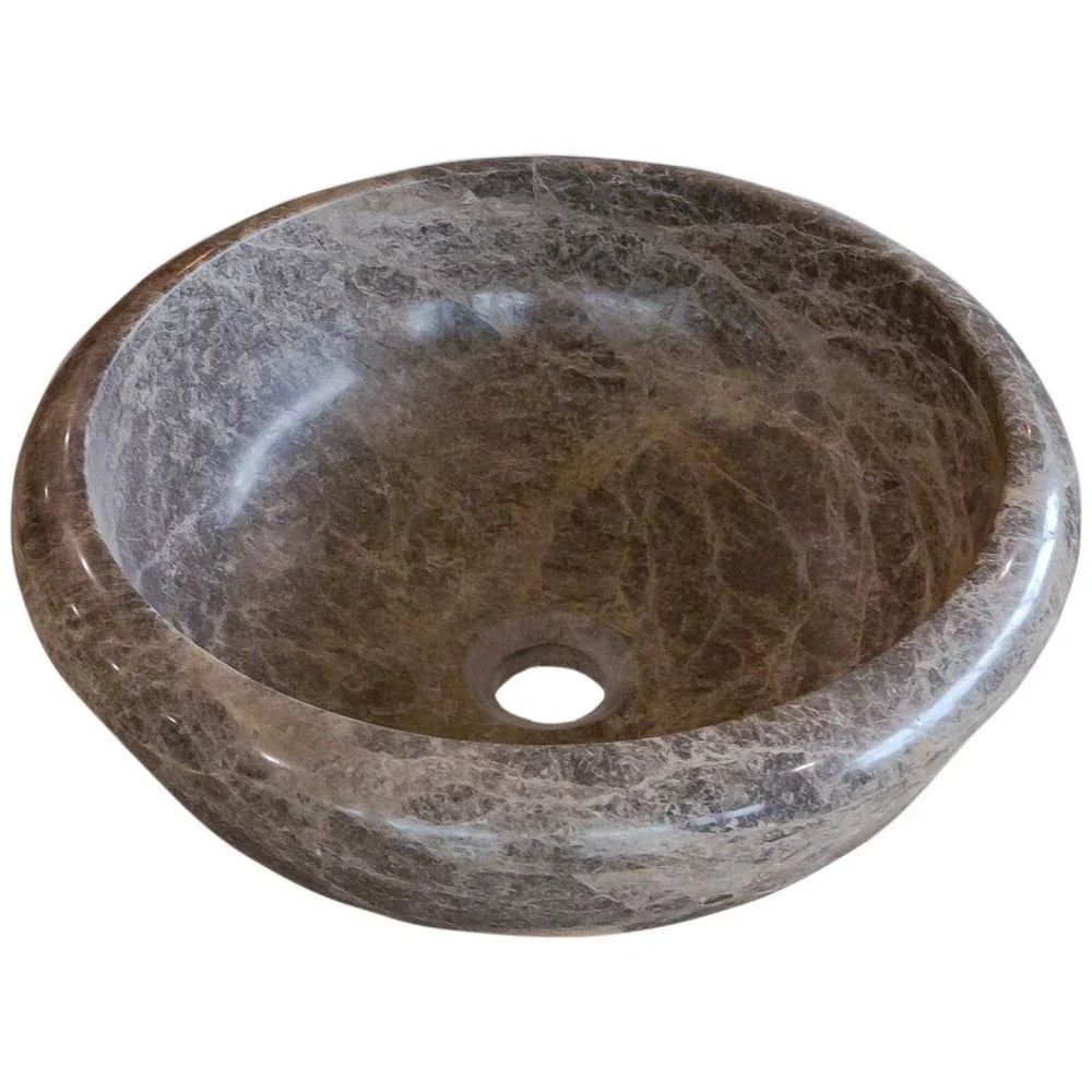 Emperador Brown Natural Stone Marble Drop-in or Above Vanity Bathroom Vessel Sink