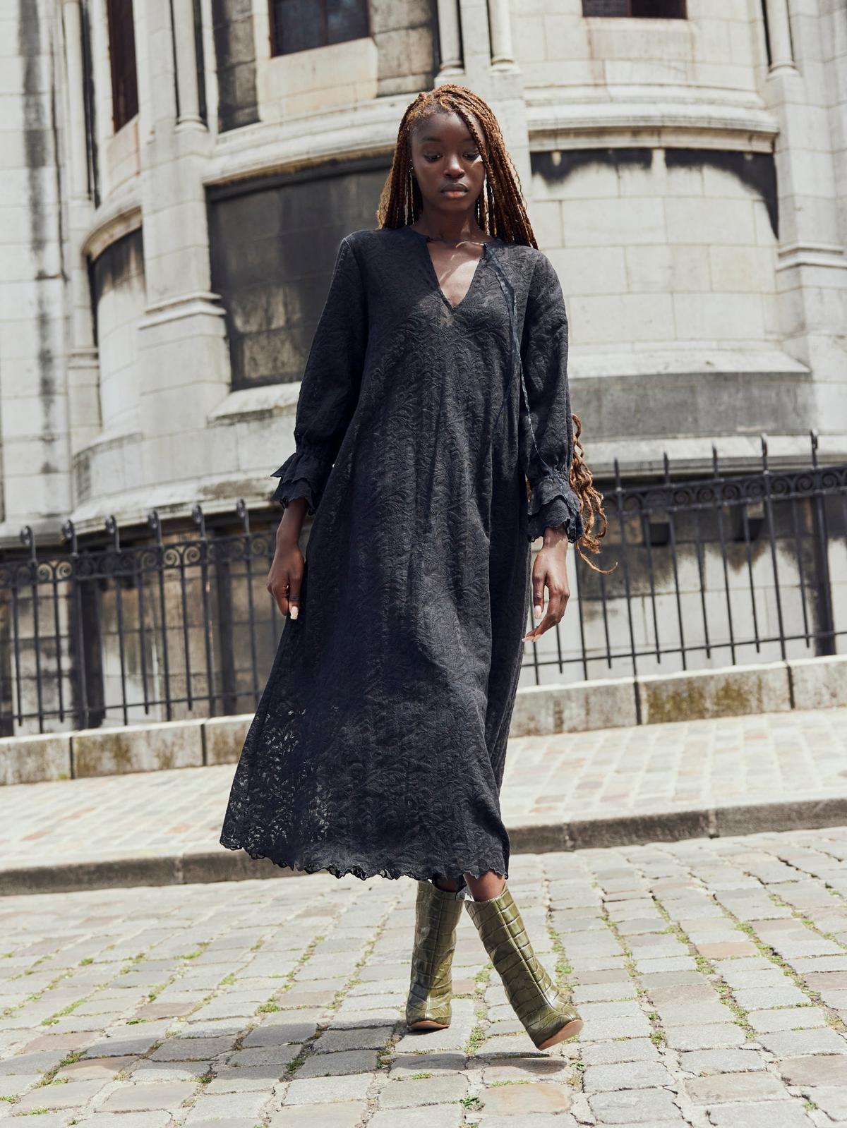 Penny Midi Dress - Black Crochet Lace