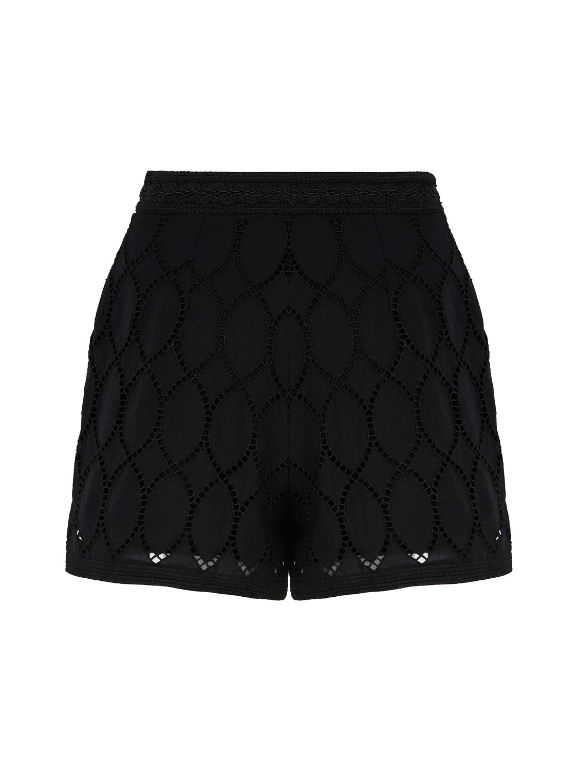 Embroidered Wide-Leg Shorts - Black