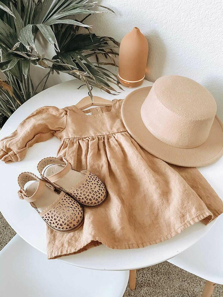 Leather Pocket Sandal | Color 'Tan' | Hard Sole Consciously Baby