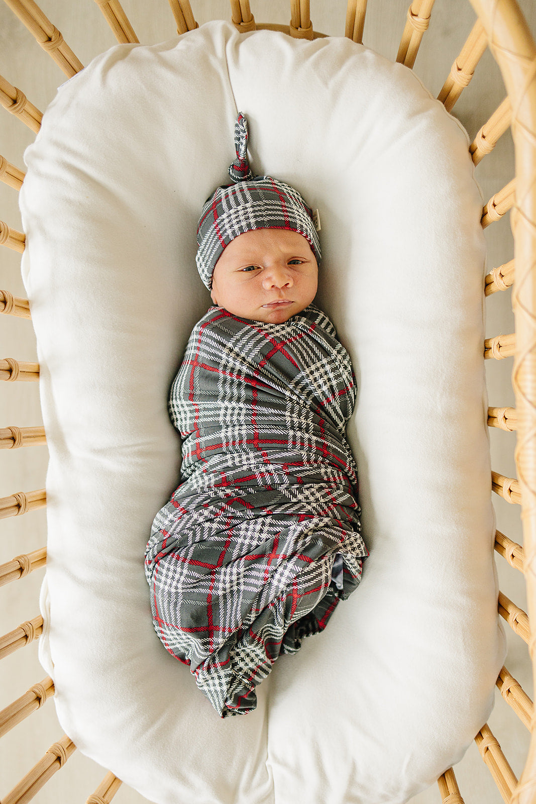Green Plaid Stretch Swaddle Mebie Baby