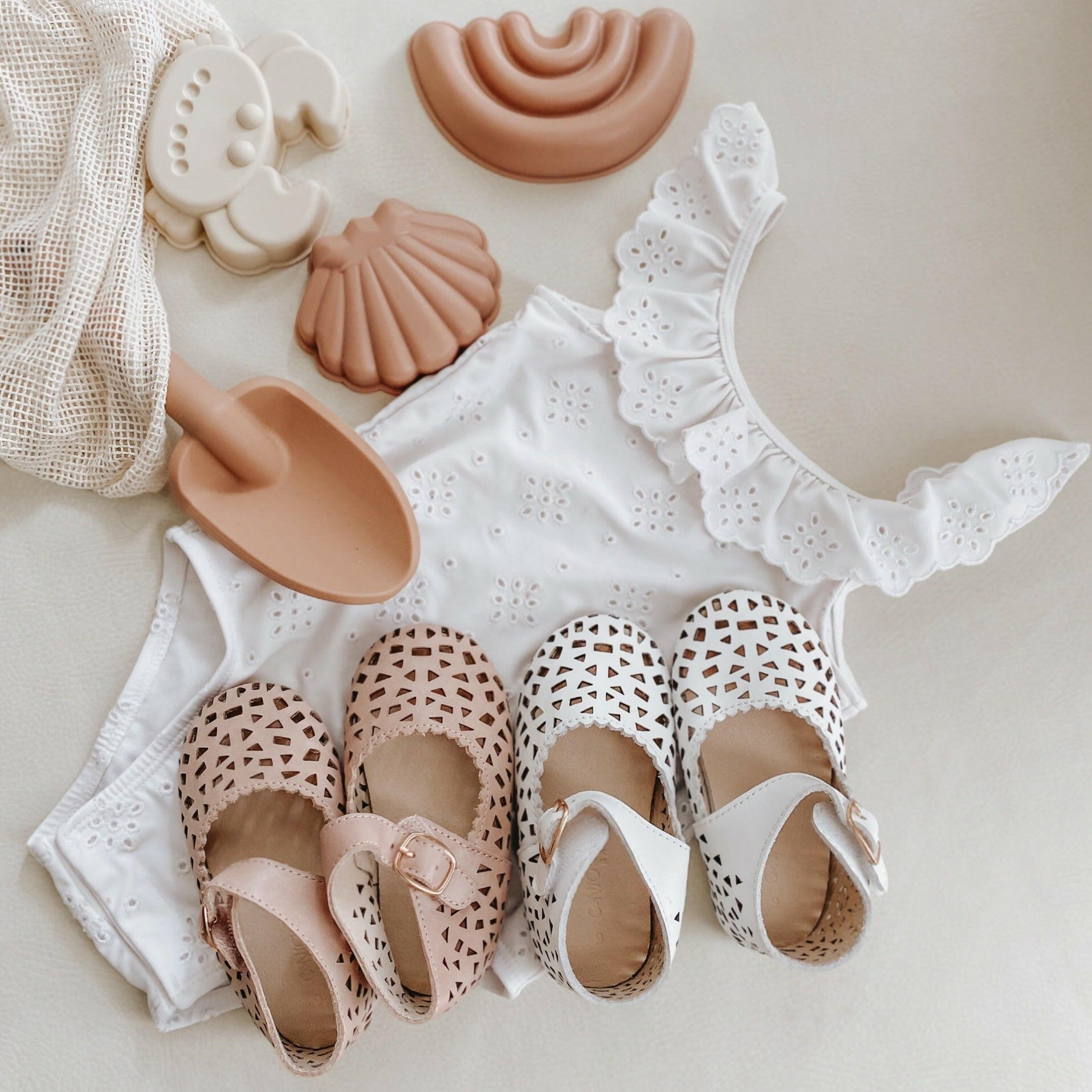 Leather Boho Mary Janes | Color 'Rosewater' Consciously Baby