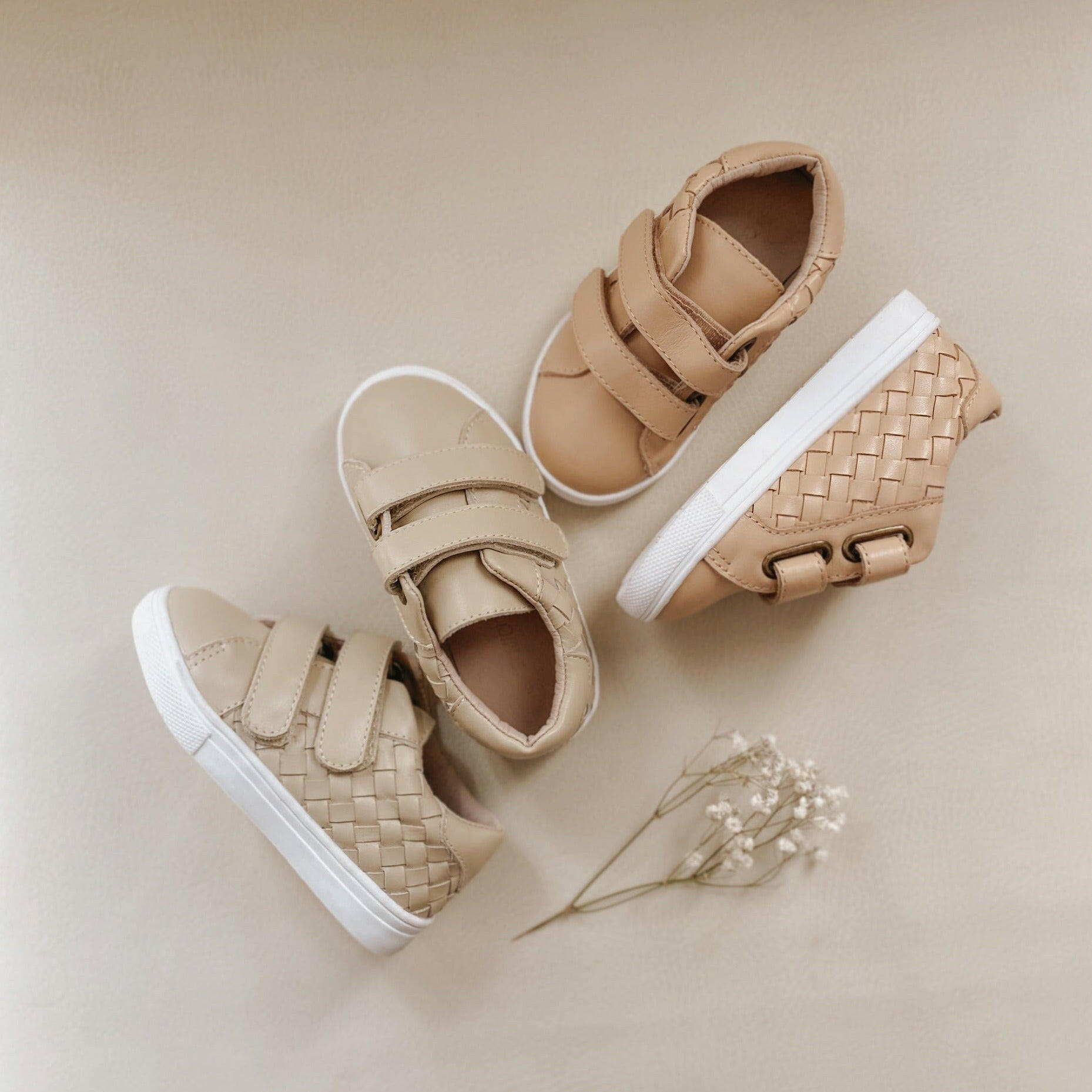 Leather Woven Sneaker | Color 'Bone' Consciously Baby