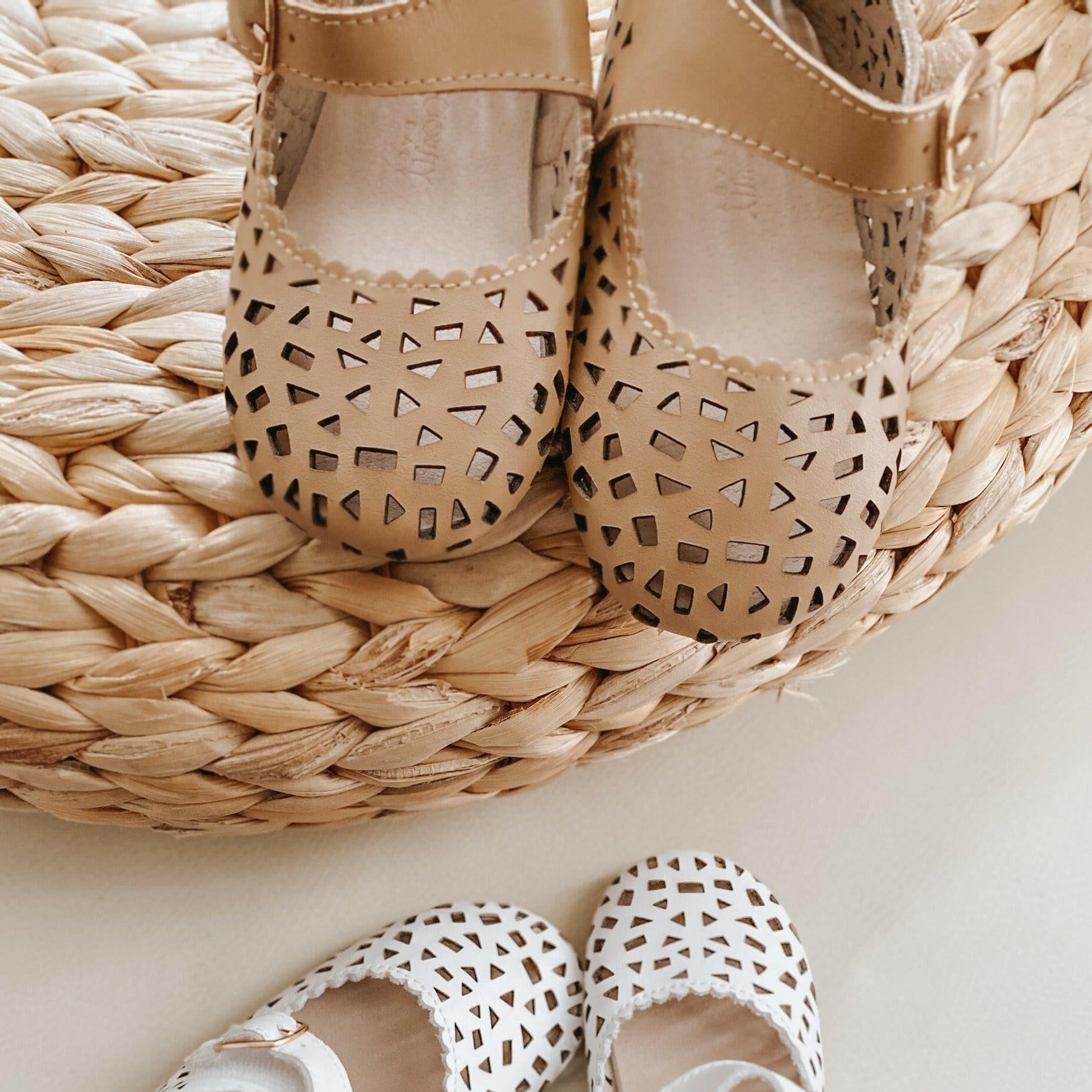 Leather Boho Mary Janes | Color 'Tan' Consciously Baby
