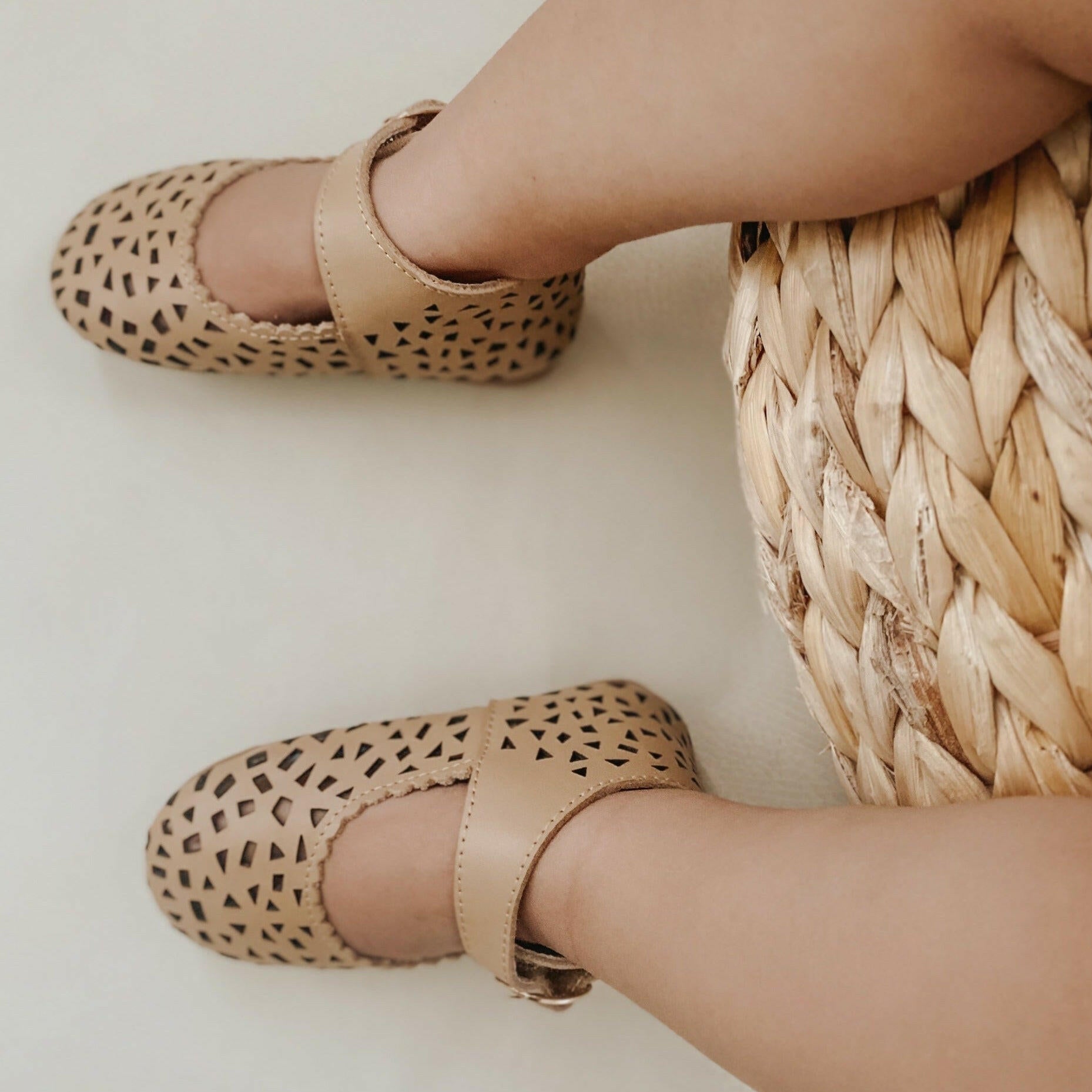 Leather Boho Mary Janes | Color 'Tan' Consciously Baby