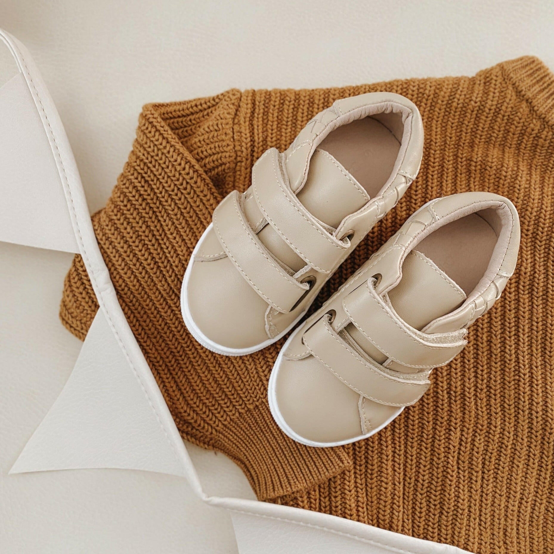 Leather Woven Sneaker | Color 'Bone' Consciously Baby