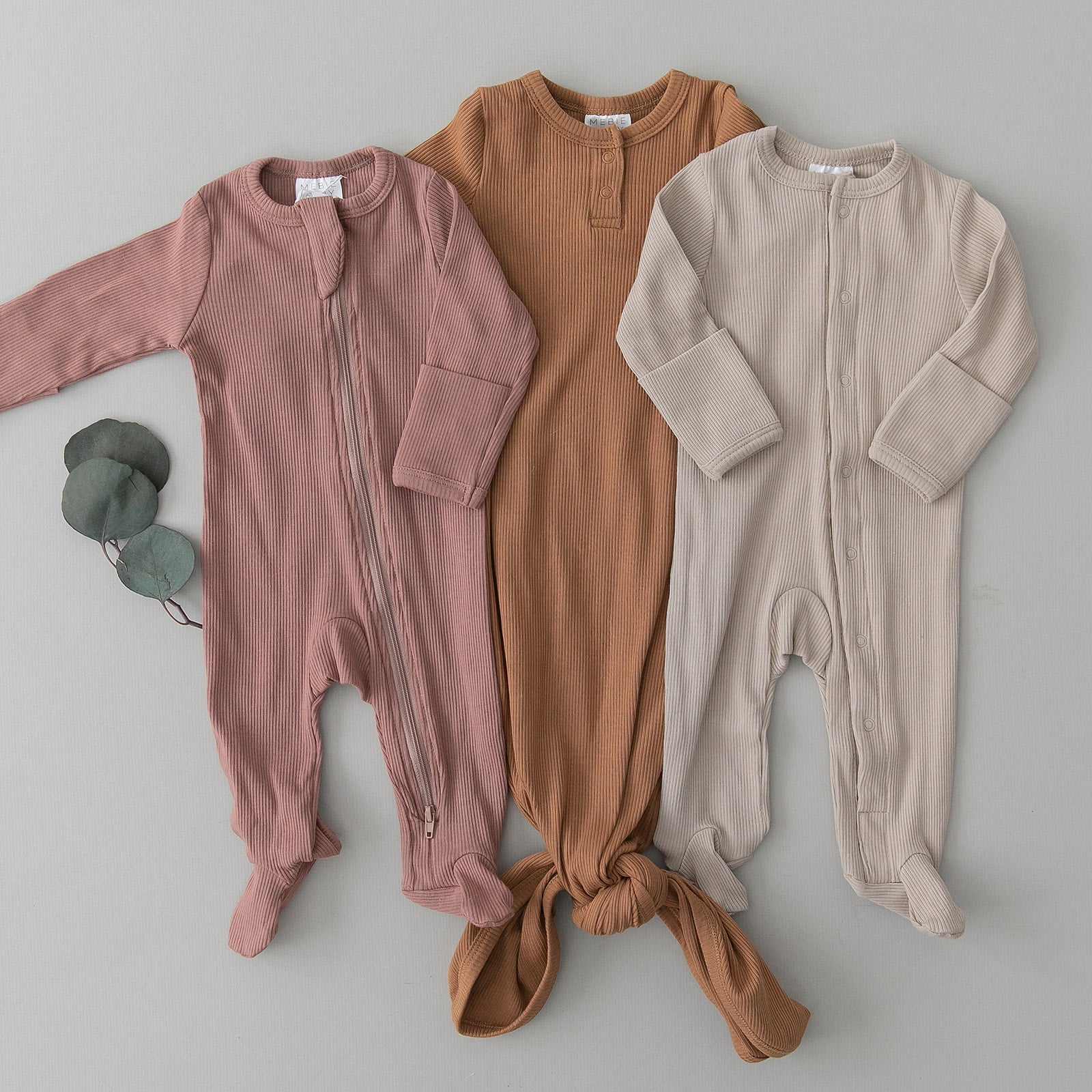 Dusty Rose Organic Cotton Ribbed Zipper Mebie Baby