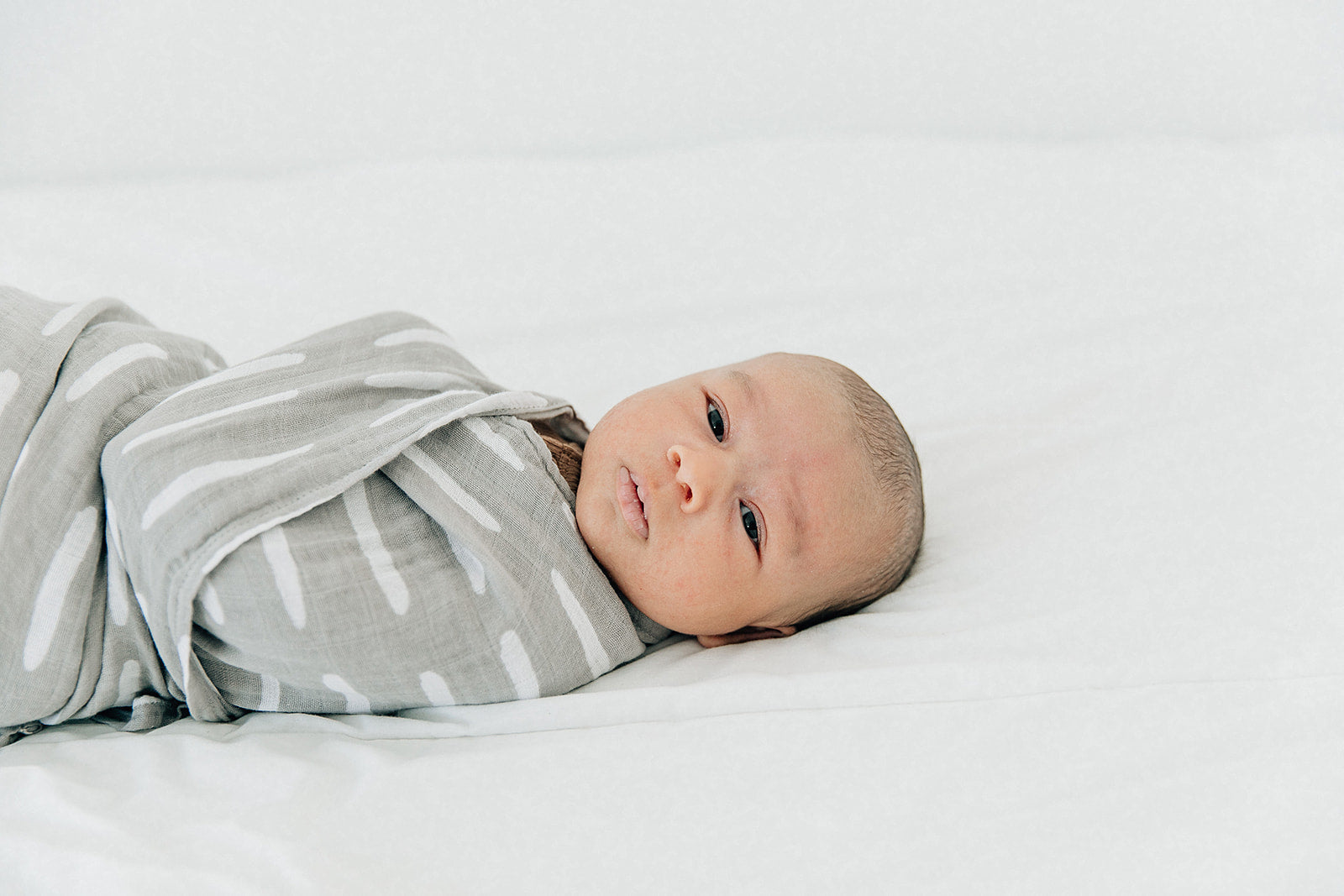 Grey Dash Muslin Swaddle Blanket Mebie Baby
