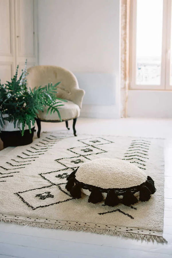 FLOOR CUSHION CIRCLE BLACK Little Wonder & Co