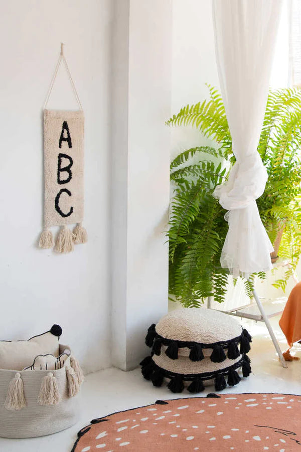 FLOOR CUSHION CIRCLE BLACK Little Wonder & Co