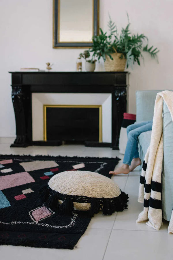 FLOOR CUSHION CIRCLE BLACK Little Wonder & Co