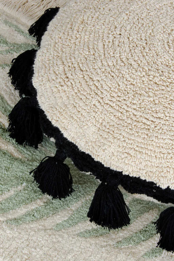 FLOOR CUSHION CIRCLE BLACK Little Wonder & Co